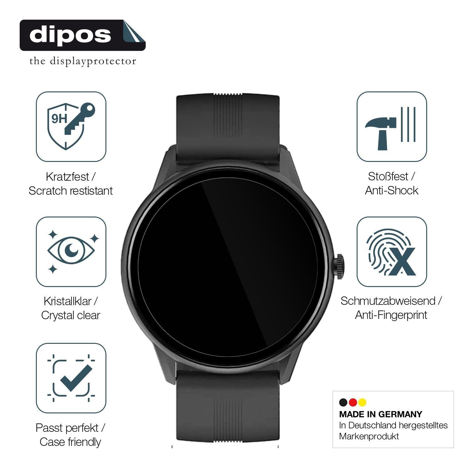 2x 9H Schutzfolie für Lytimes 1,3 Zoll Smartwatch  (7)
