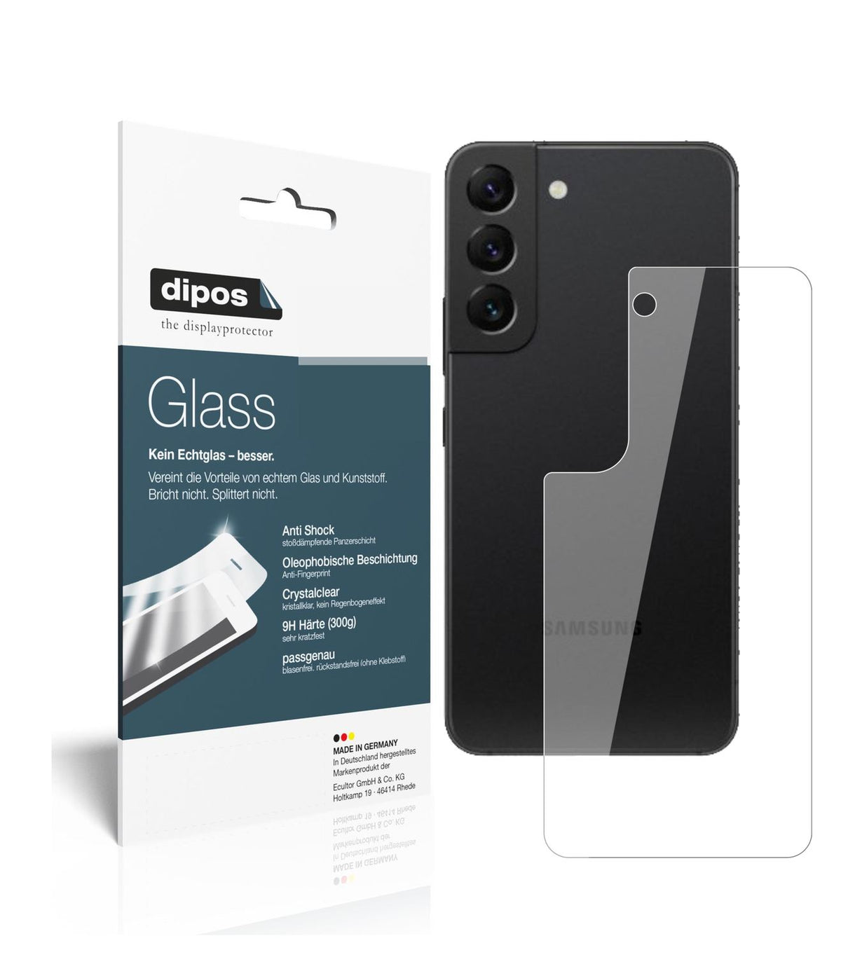 2x 9H Schutzfolie für Samsung Galaxy S22 Plus Rück (1)