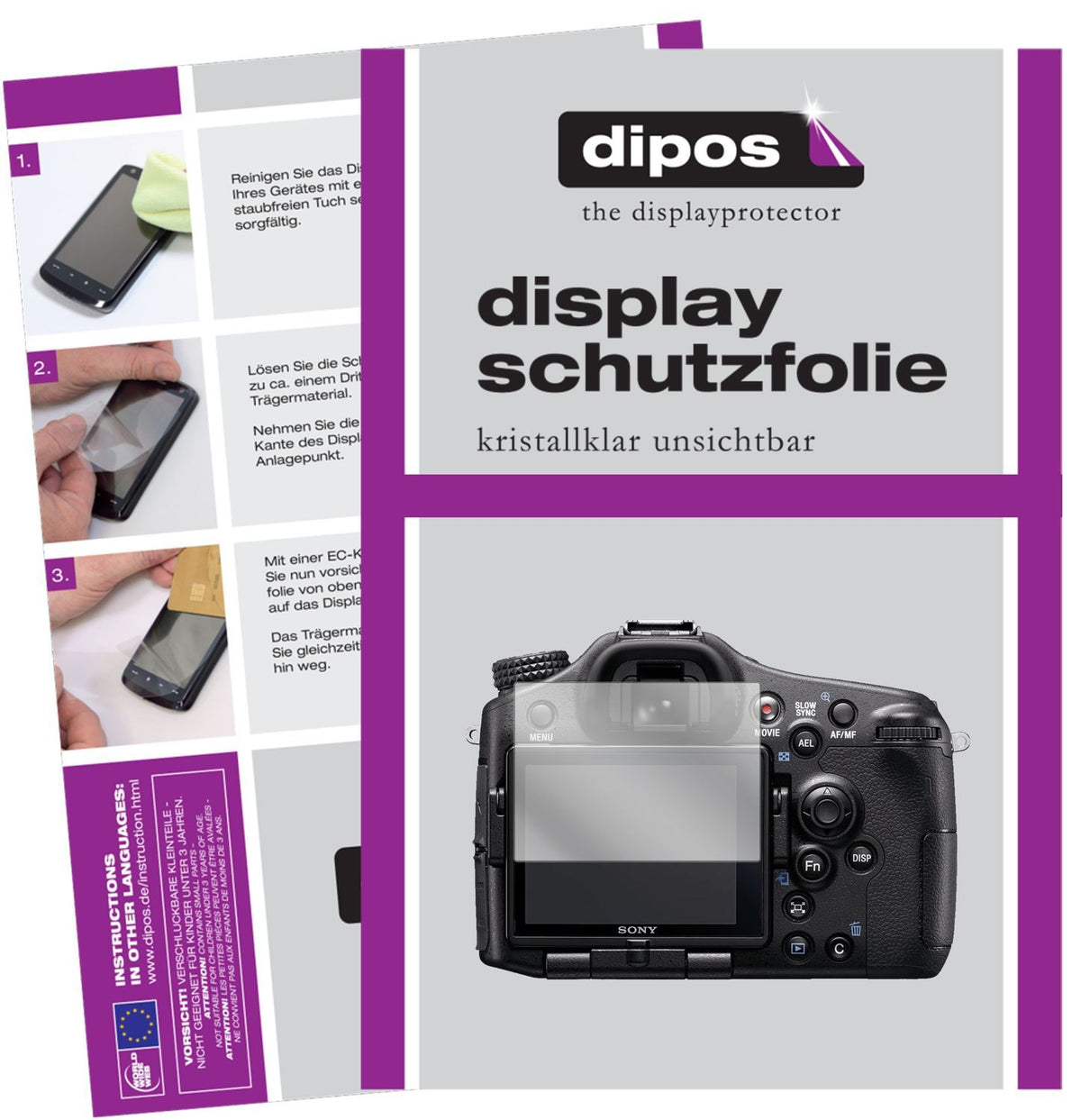 2x Schutzfolie klar für Sony Alpha 77 II Display-S (1)