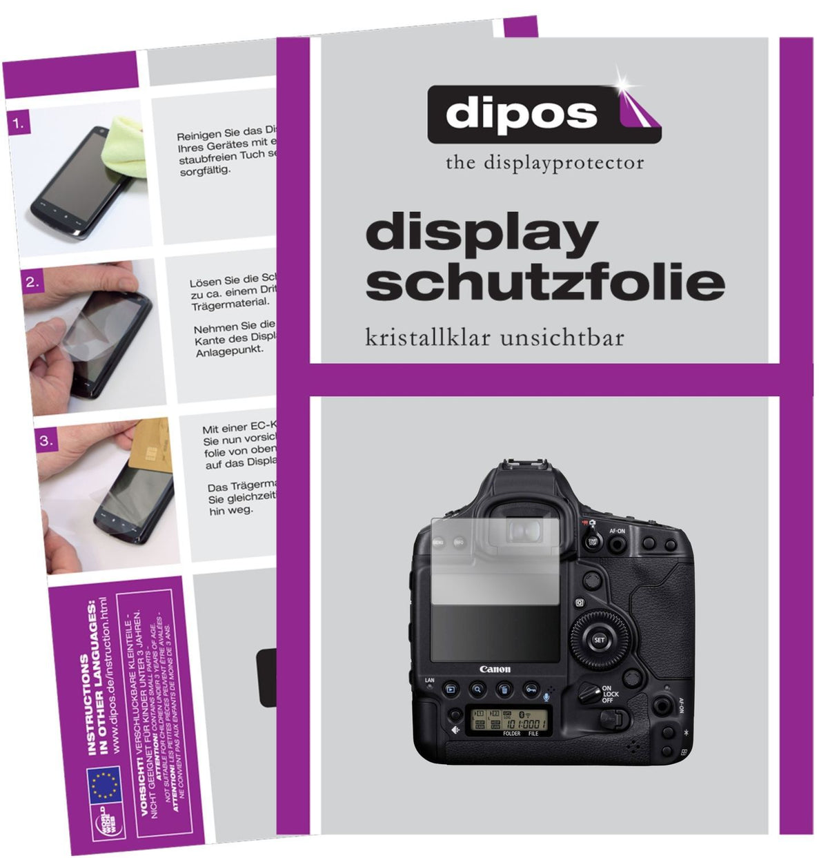 2x Schutzfolie klar für Canon Eos 1D Display-Schut (1)