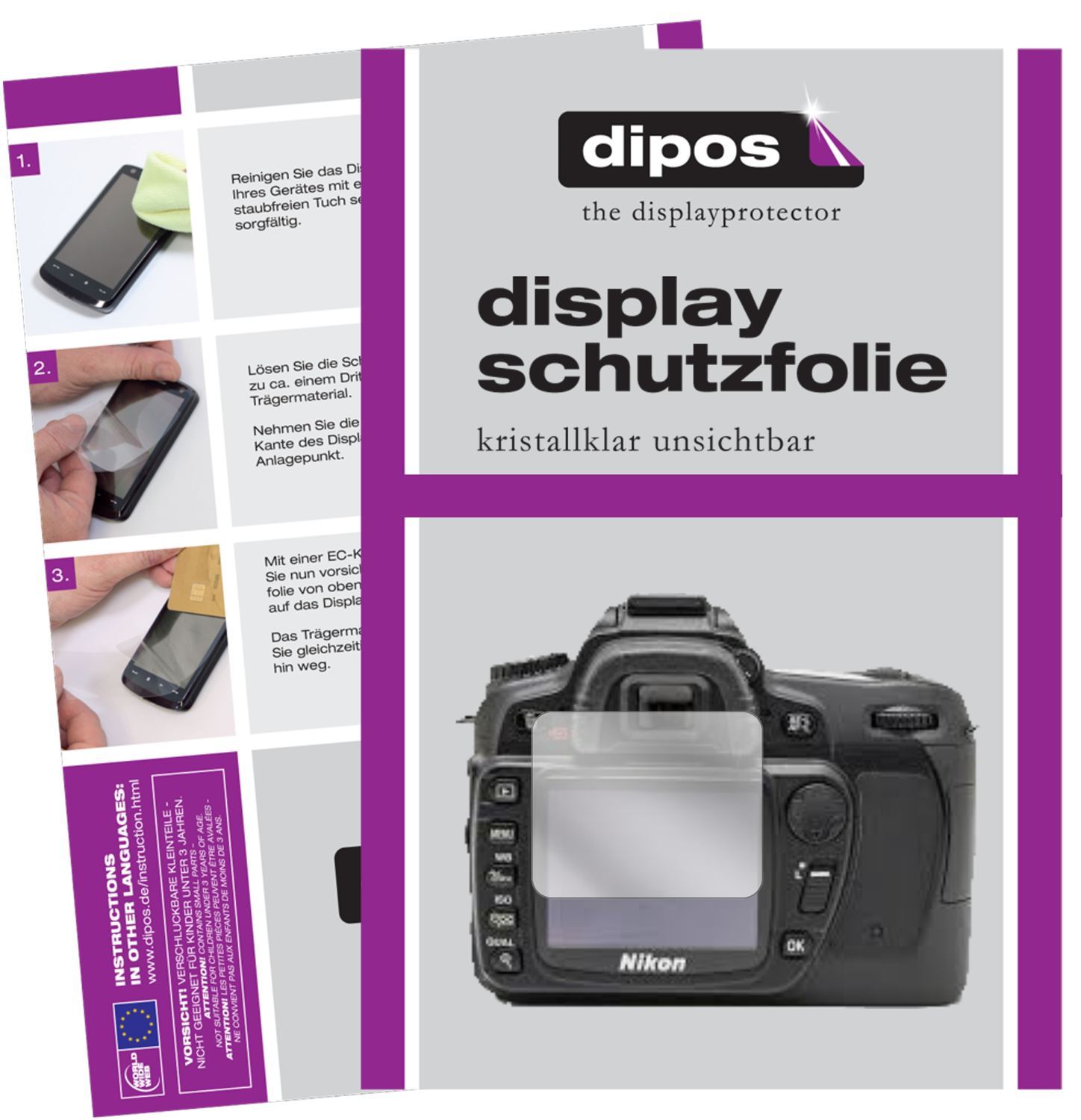 1x Schutzfolie klar für Nikon D80 Display-Schutzfo (1)