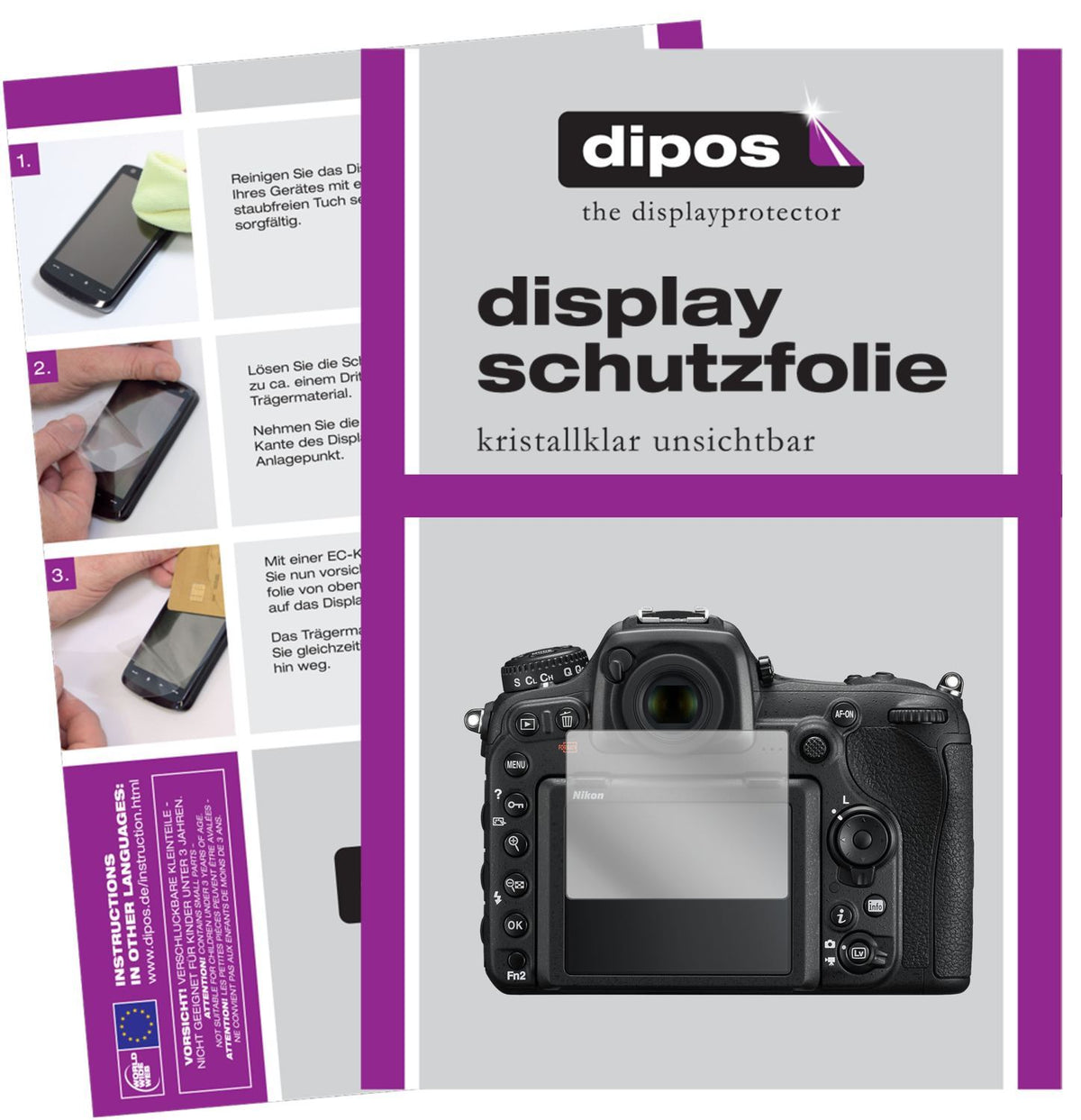 2x Schutzfolie klar für Nikon D500 Display-Schutzf (1)