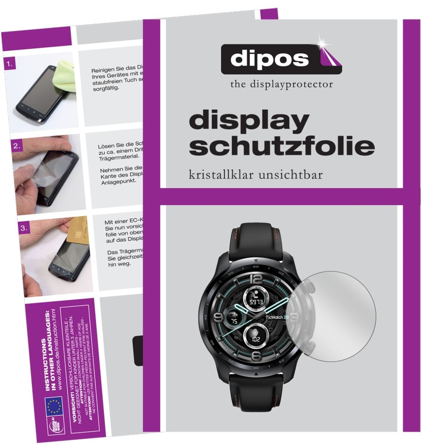 2x Schutzfolie klar für Mobvoi TicWatch Pro 3 (47m (1)