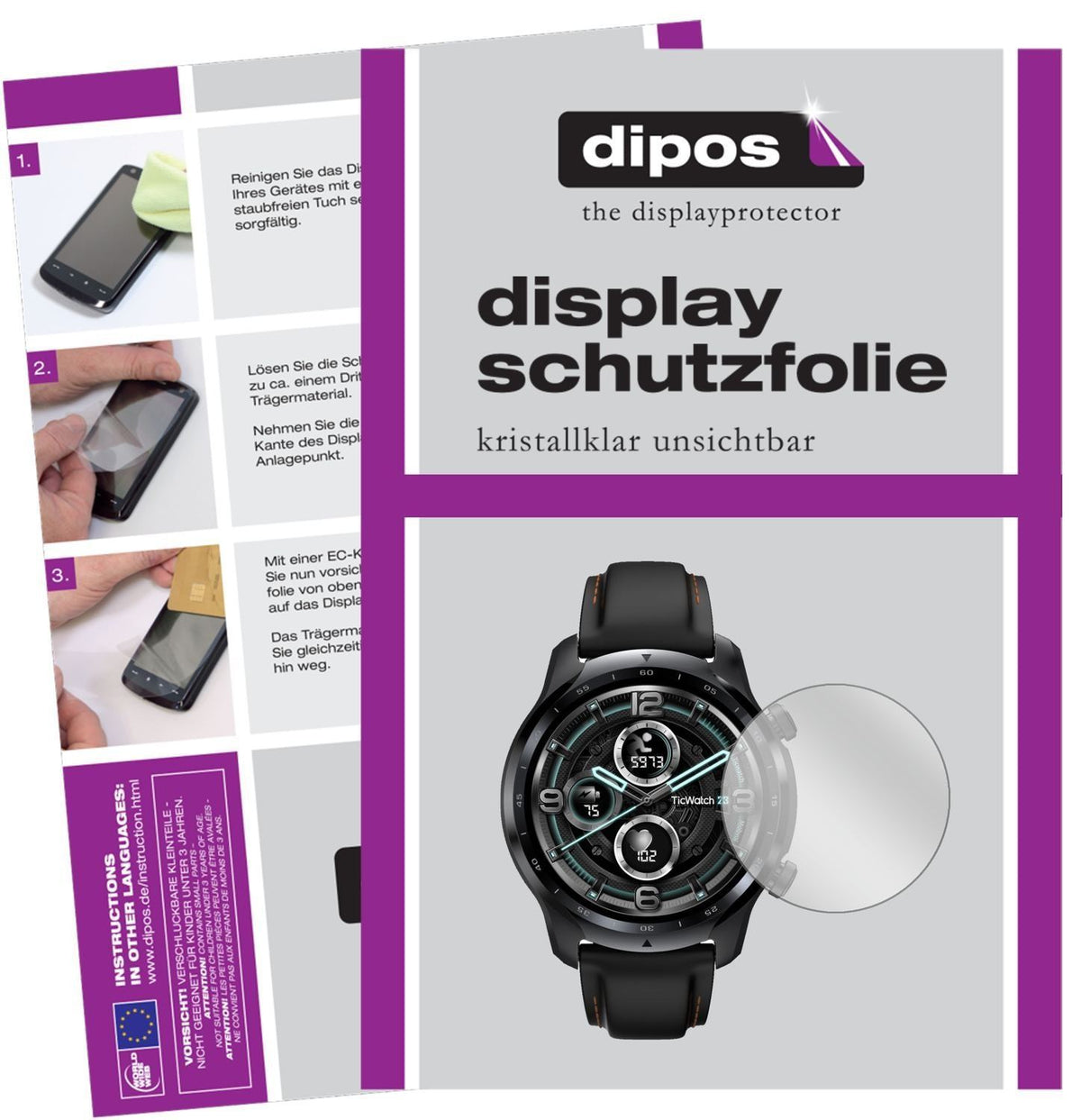 2x Schutzfolie klar für Mobvoi TicWatch Pro 3 (47m (1)