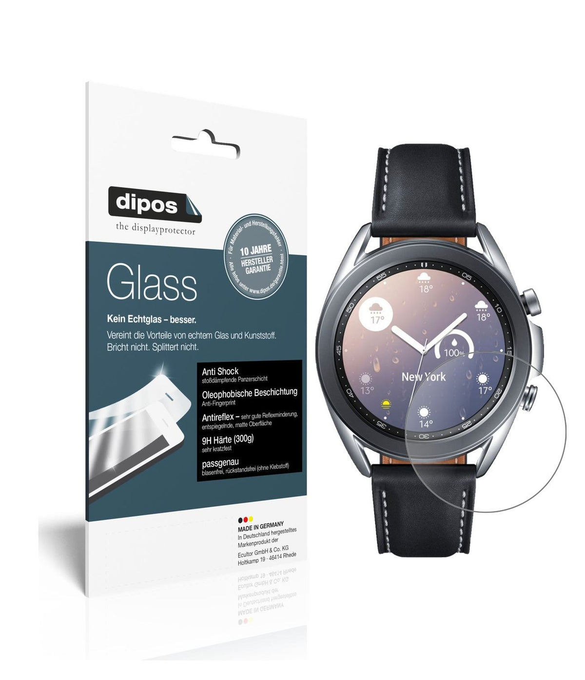 2x 9H Schutzfolie matt für Samsung Galaxy Watch 3  (1)