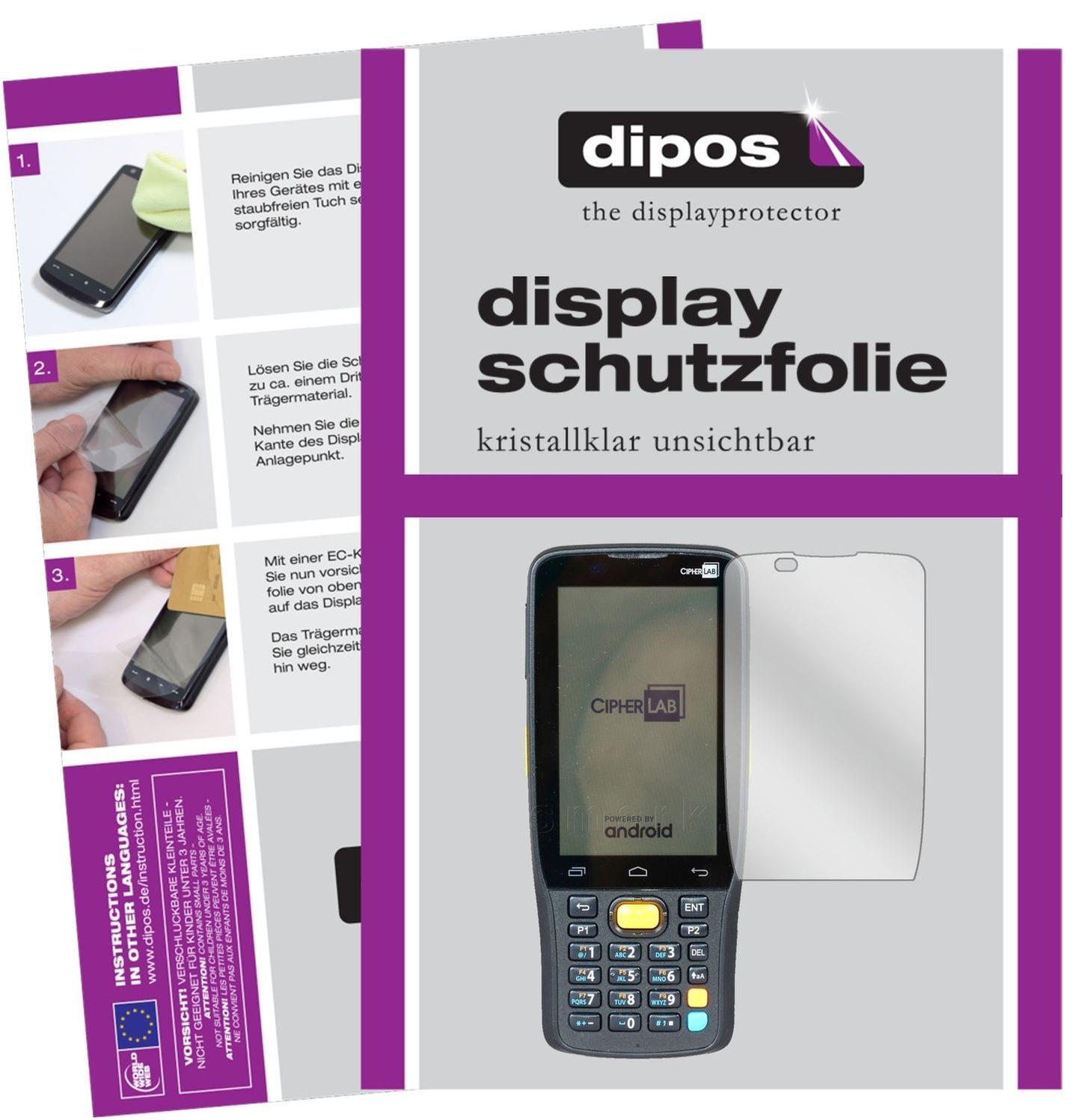 2x Schutzfolie klar für CipherLab RK25 Display-Sch (1)