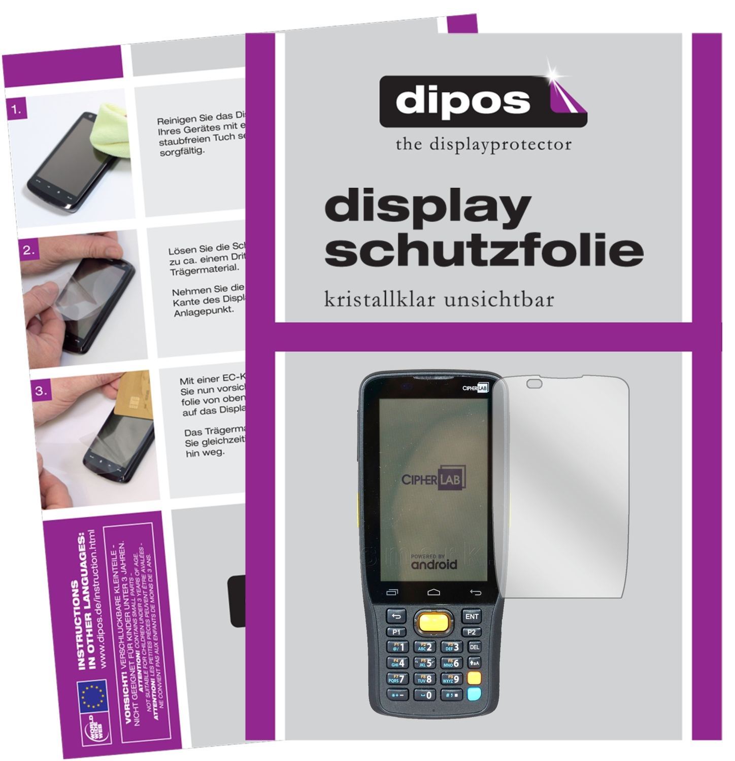 2x Schutzfolie klar für CipherLab RK25 Display-Sch (1)