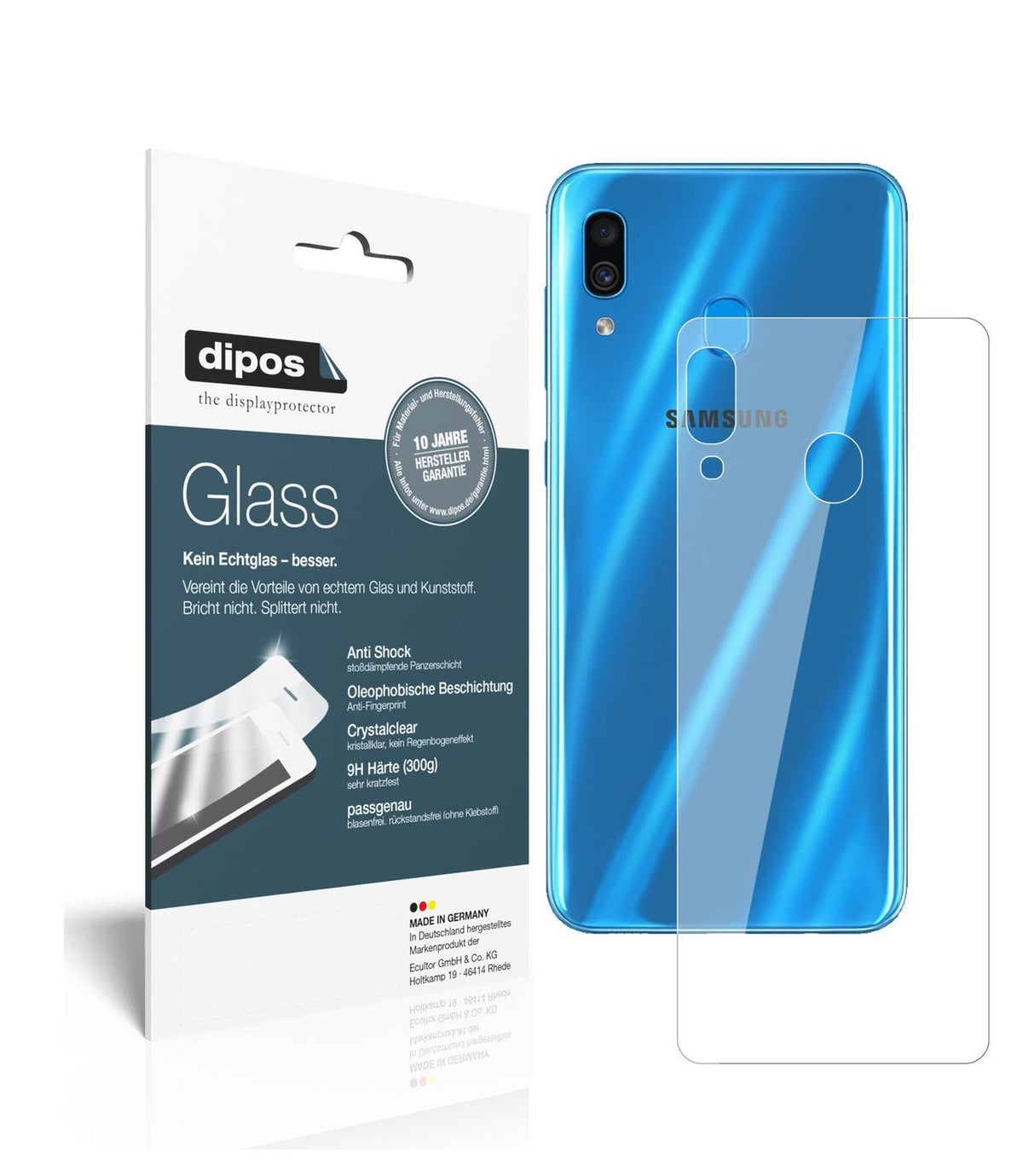 1x 9H Schutzfolie für Samsung Galaxy A30s Rückseit (1)