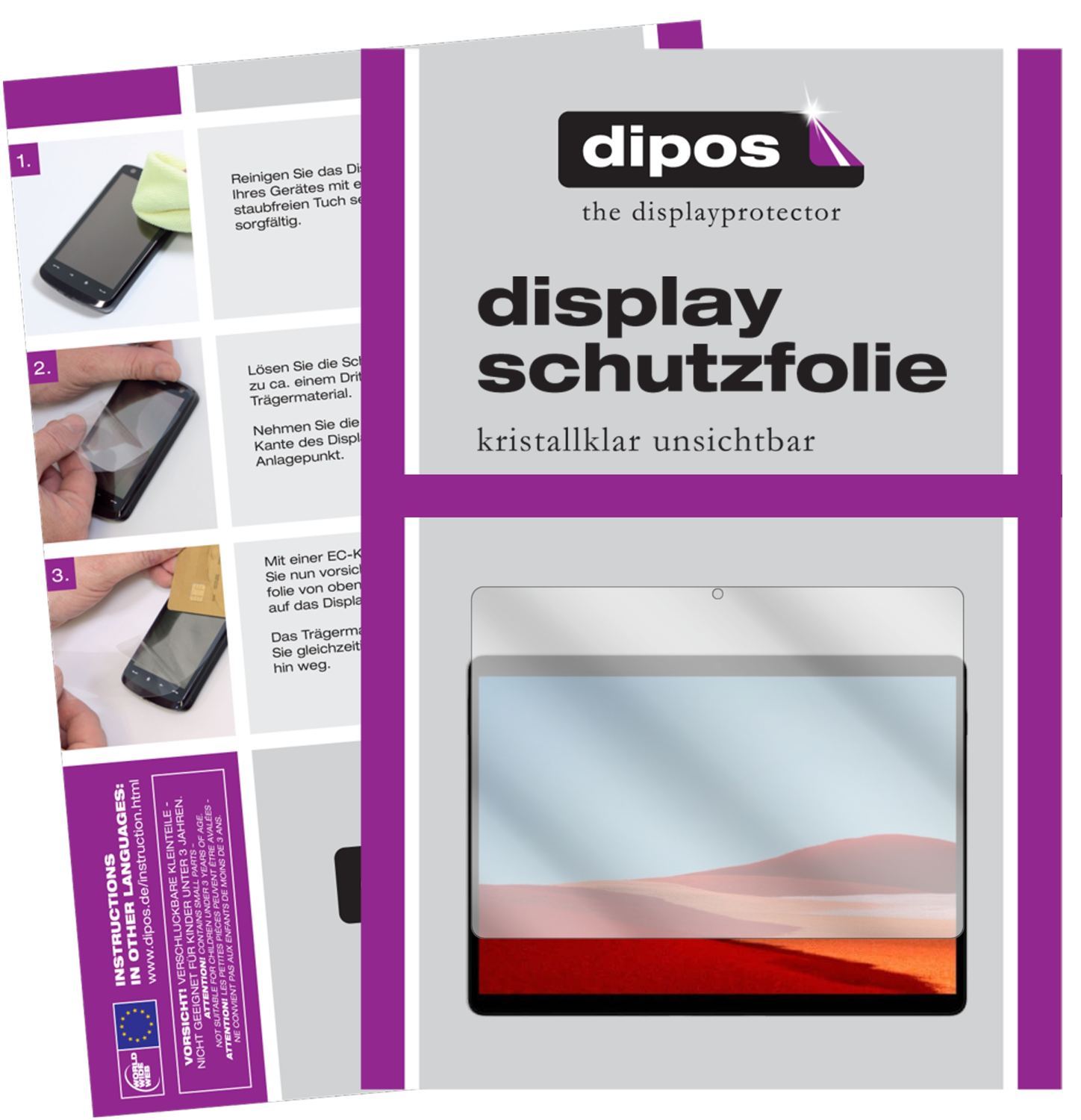 2x Schutzfolie klar für Microsoft Surface Pro X Di (1)