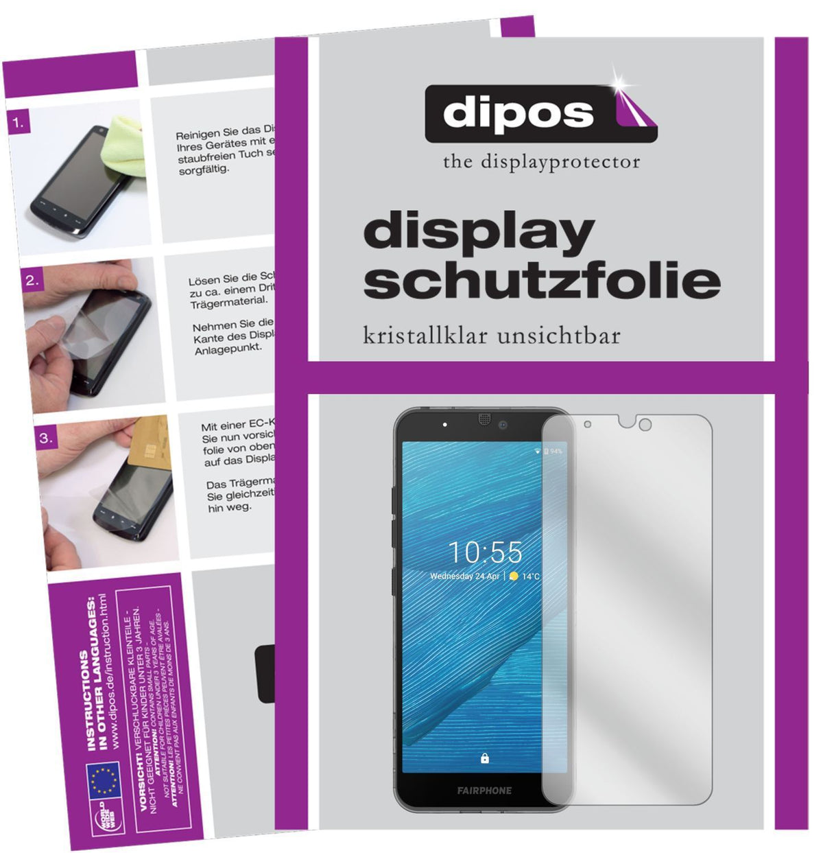 5x Schutzfolie klar für Fairphone 3 Display-Schutz (1)