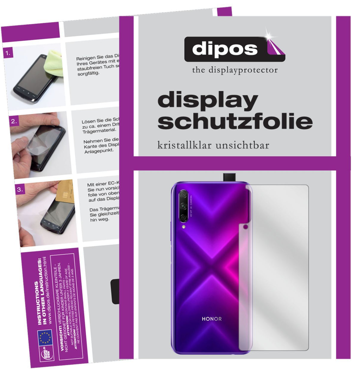 5x Schutzfolie klar für Honor 9X Pro Rückseite Dis (1)