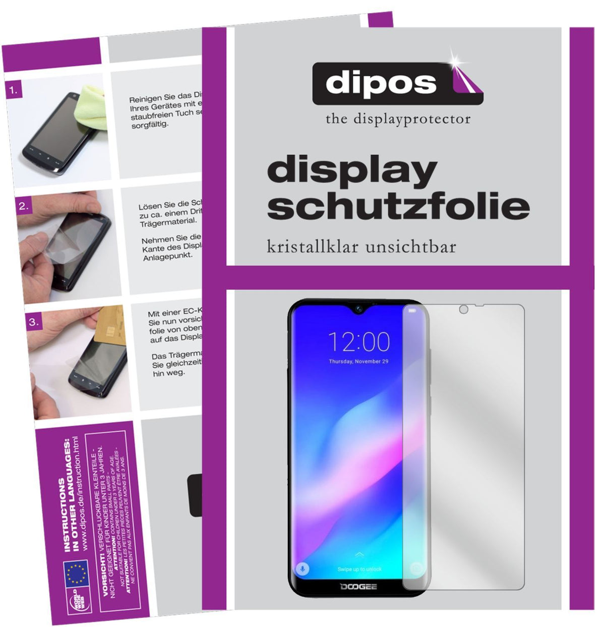 5x Schutzfolie klar für Doogee Y8 Plus (2019) Disp (1)