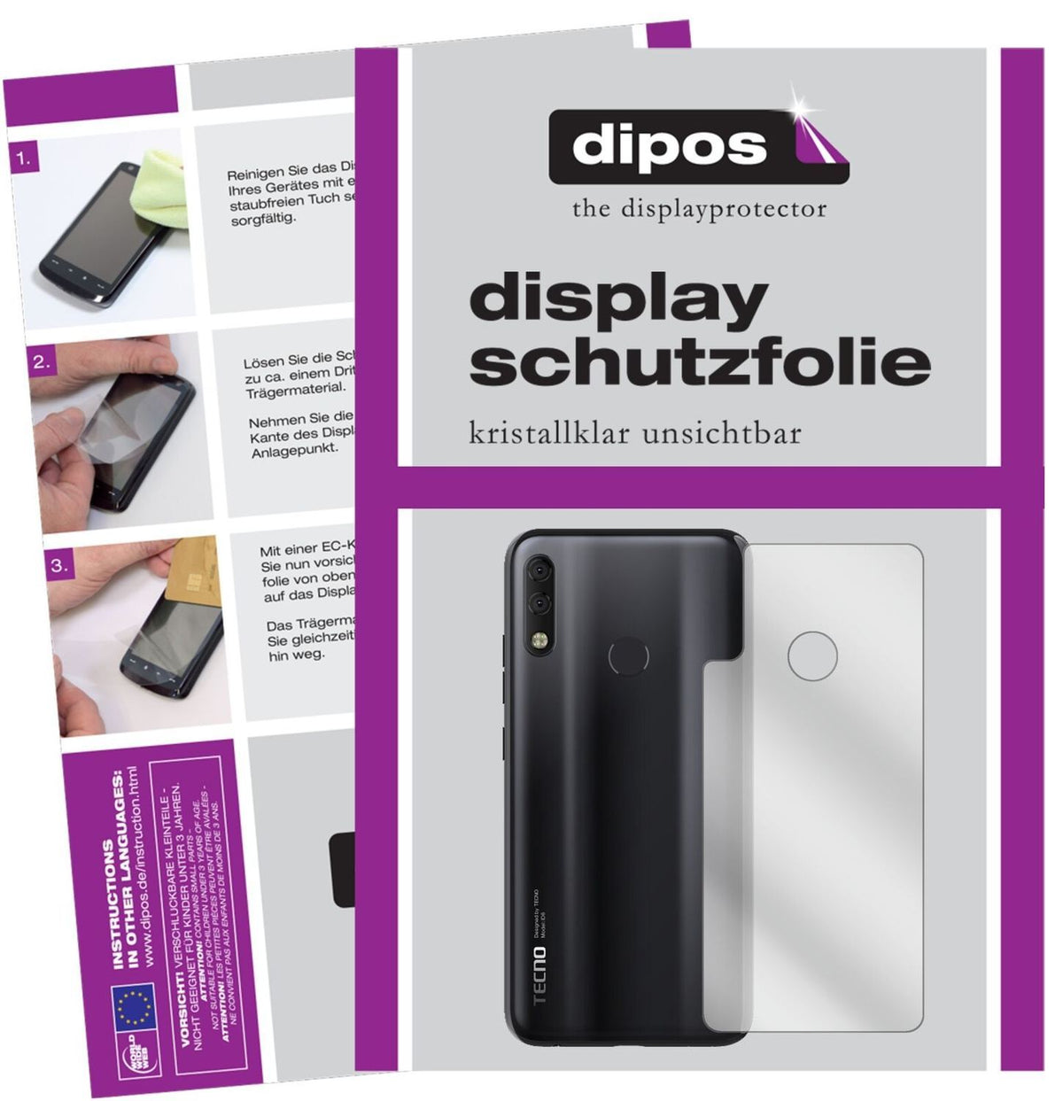 1x Schutzfolie klar für Tecno Camon 11 Pro Rücksei (2)