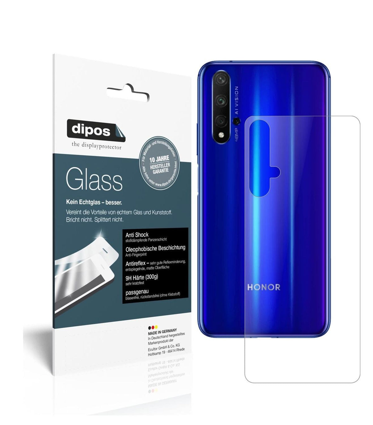1x 9H Schutzfolie matt für Honor 20 Pro Rückseite  (2)