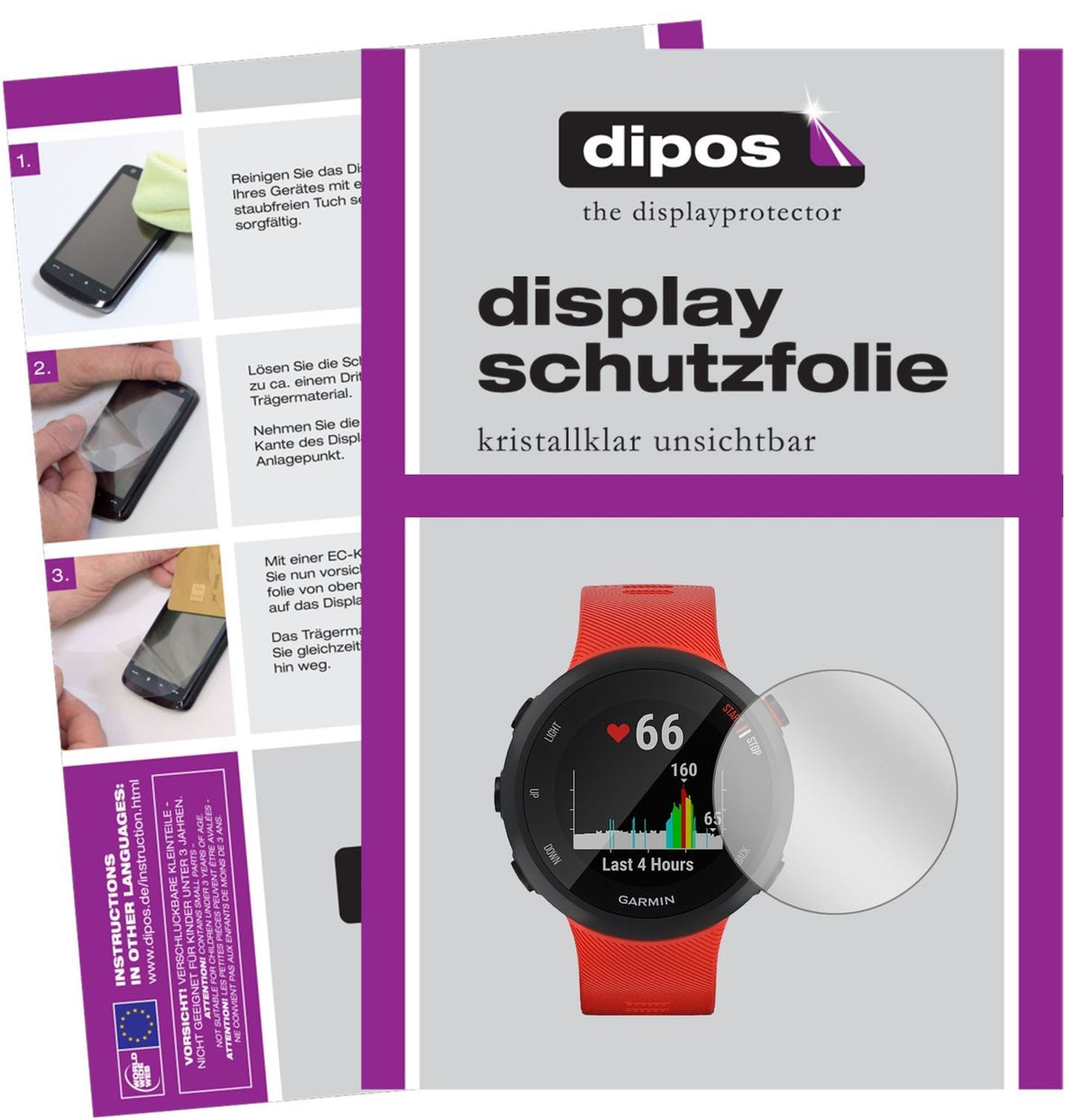 2x Schutzfolie klar für Garmin Forerunner 45 S Dis (1)