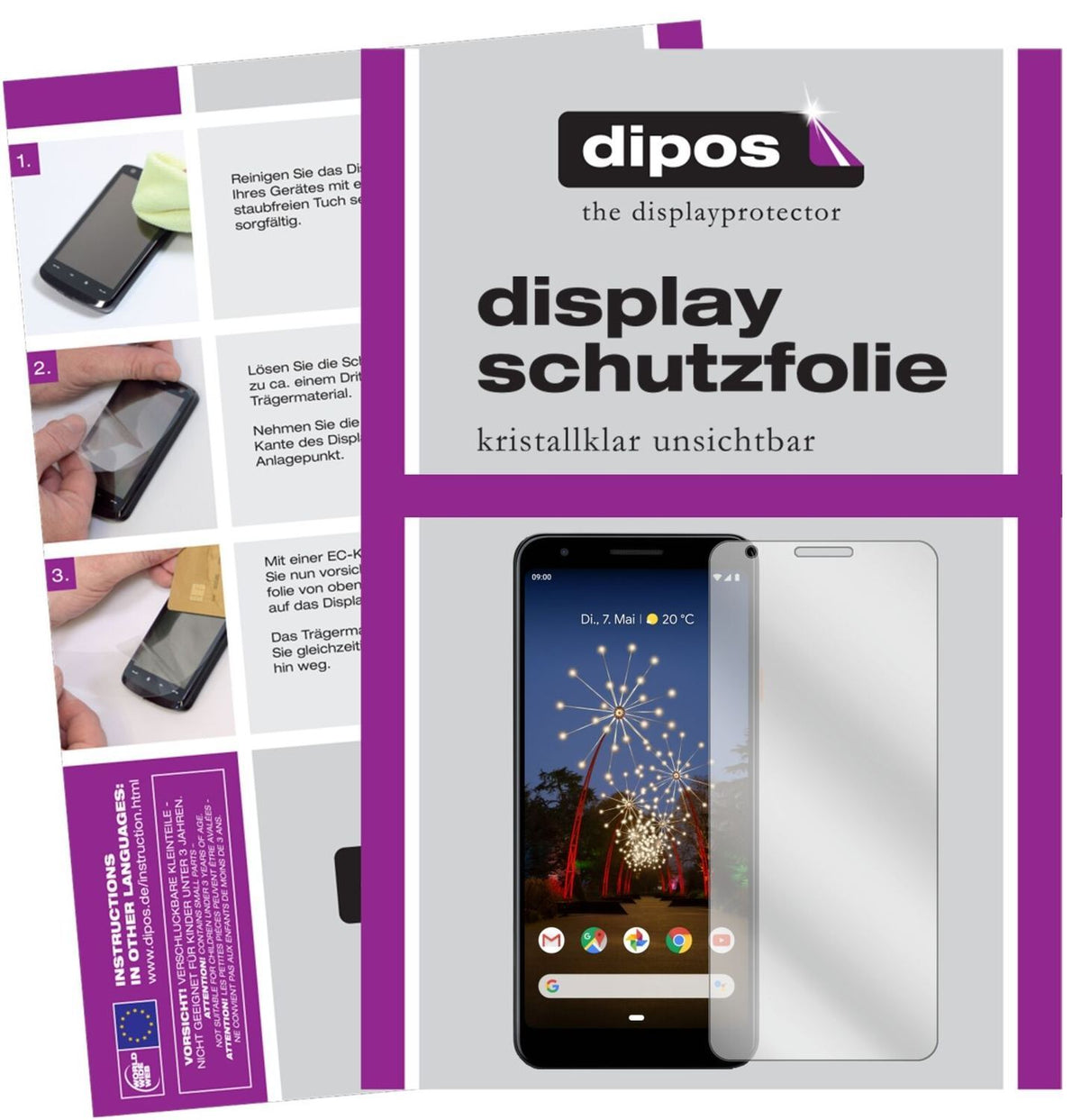 5x Schutzfolie klar für Google Pixel 3a Display-Sc (2)