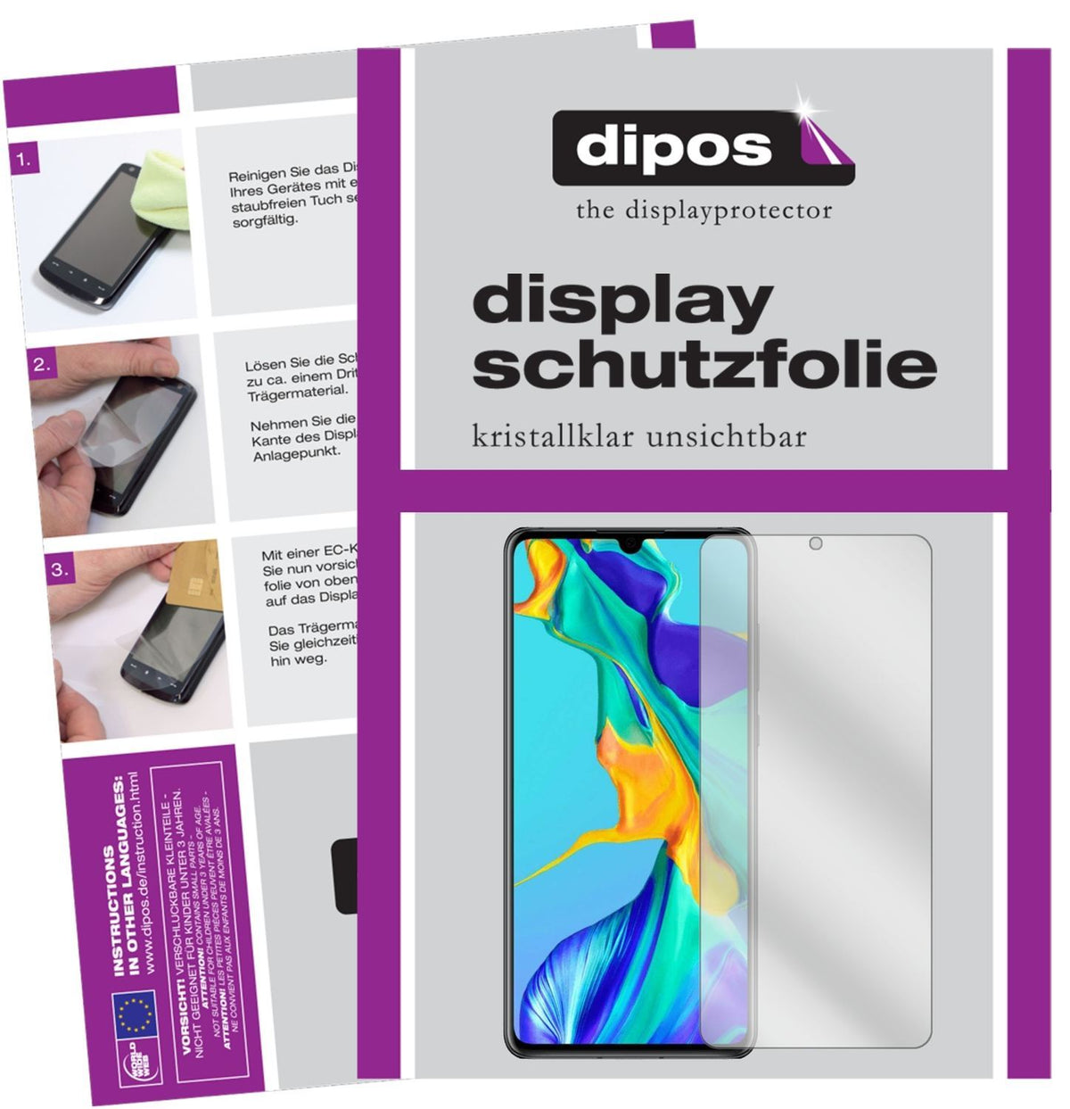 2x Schutzfolie klar für Huawei P30 Display-Schutzf (1)