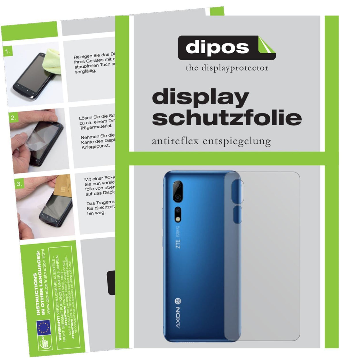 2x Schutzfolie matt für Axon 10 Pro Rückseite Disp (1)