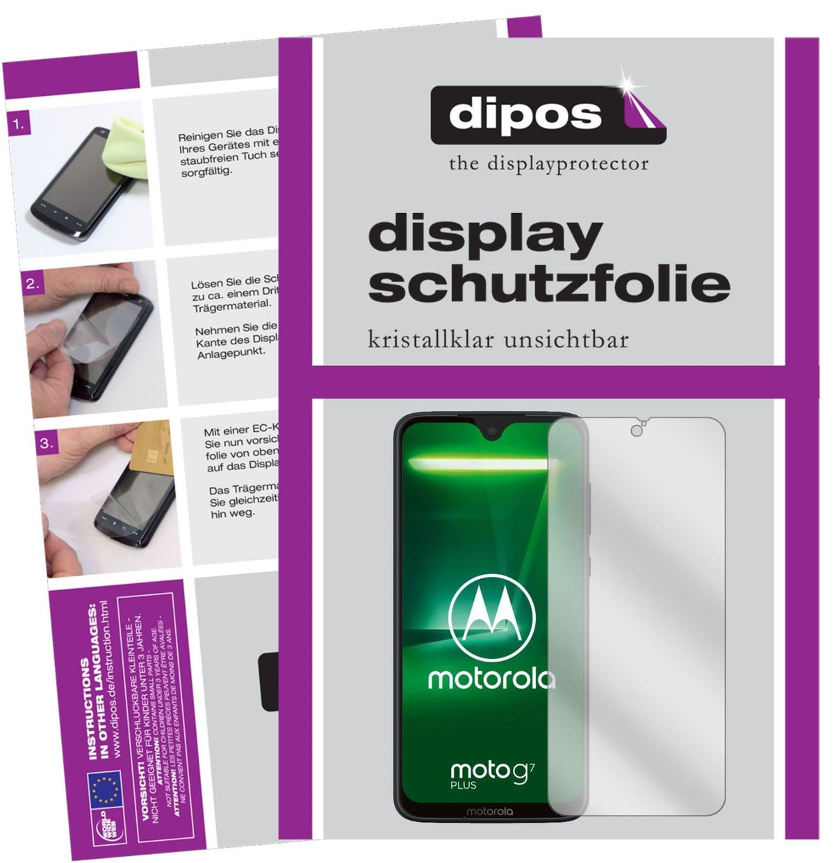 2x Schutzfolie klar für Motorola Moto G7 Plus Disp (1)