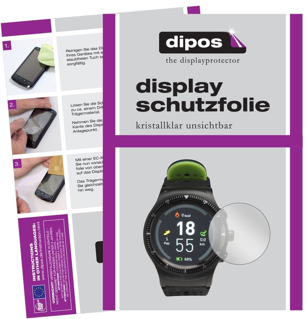 5x Schutzfolie klar für DENVER SW-500 Smartwatch D (2)