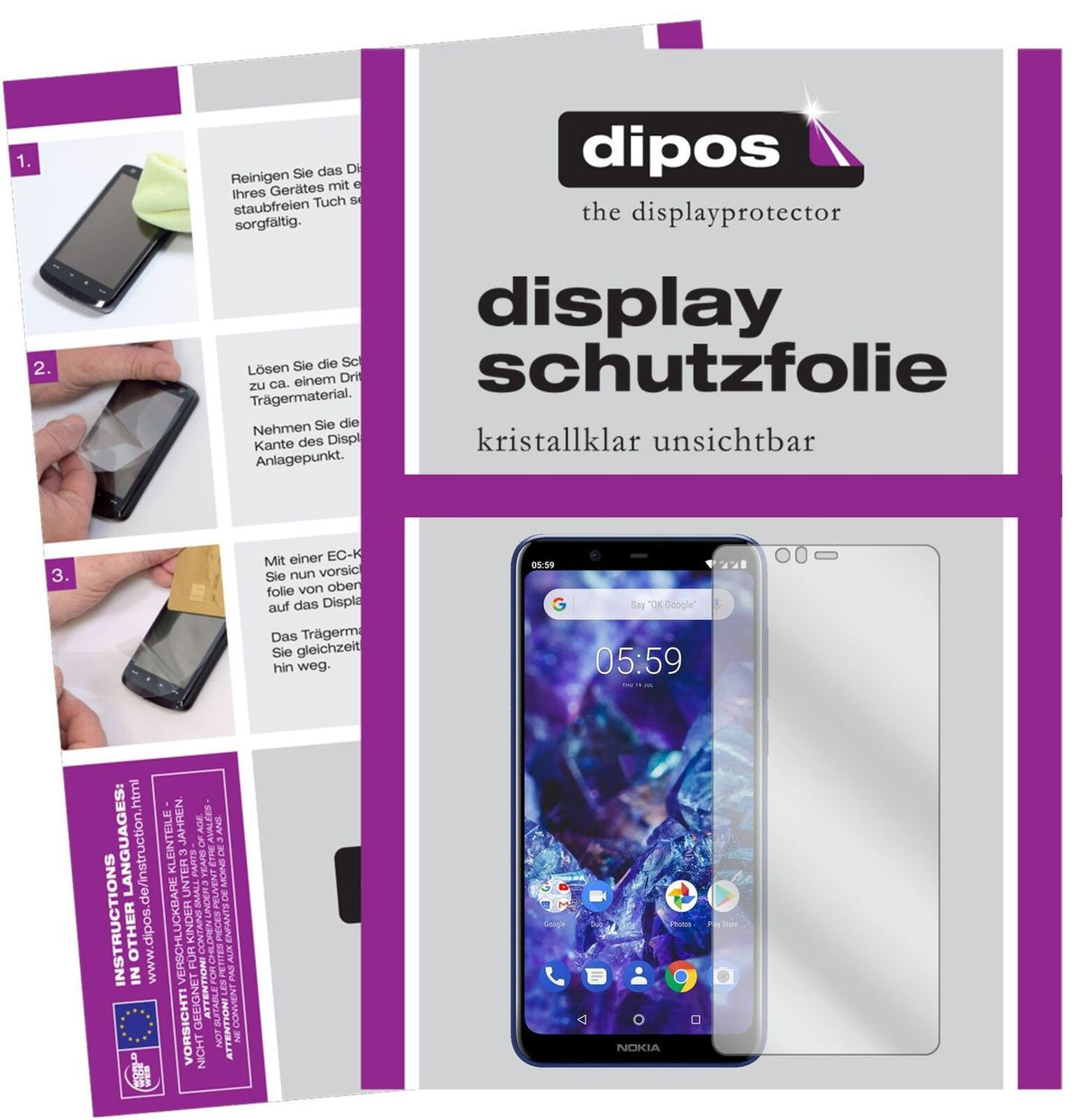 5x Schutzfolie klar für Nokia 5.1 Plus Display-Sch (2)