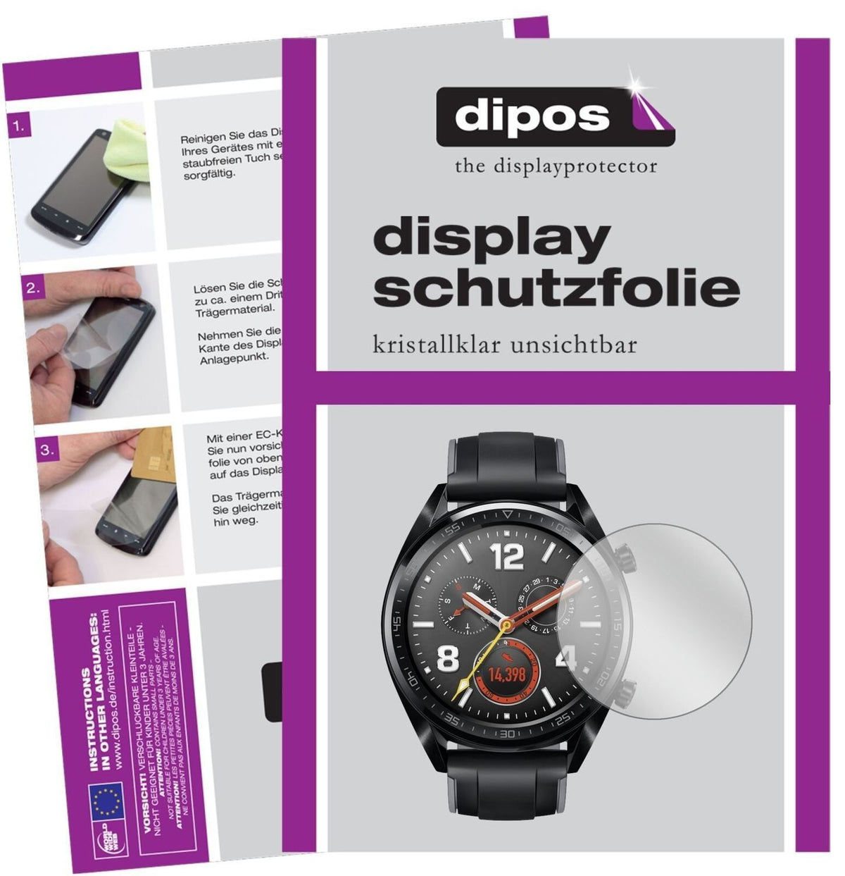 5x Schutzfolie klar für Huawei Watch GT Display-Sc (2)