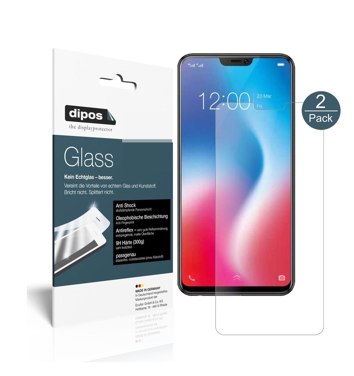 2x 9H Schutzfolie matt für Vivo V9 Pro Panzerfolie (1)