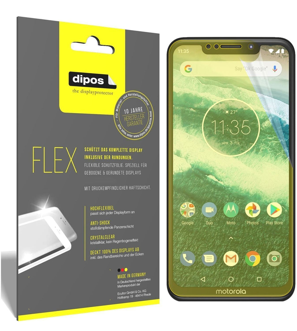 2x 3D Full Cover Schutzfolie für Motorola One Powe (2)