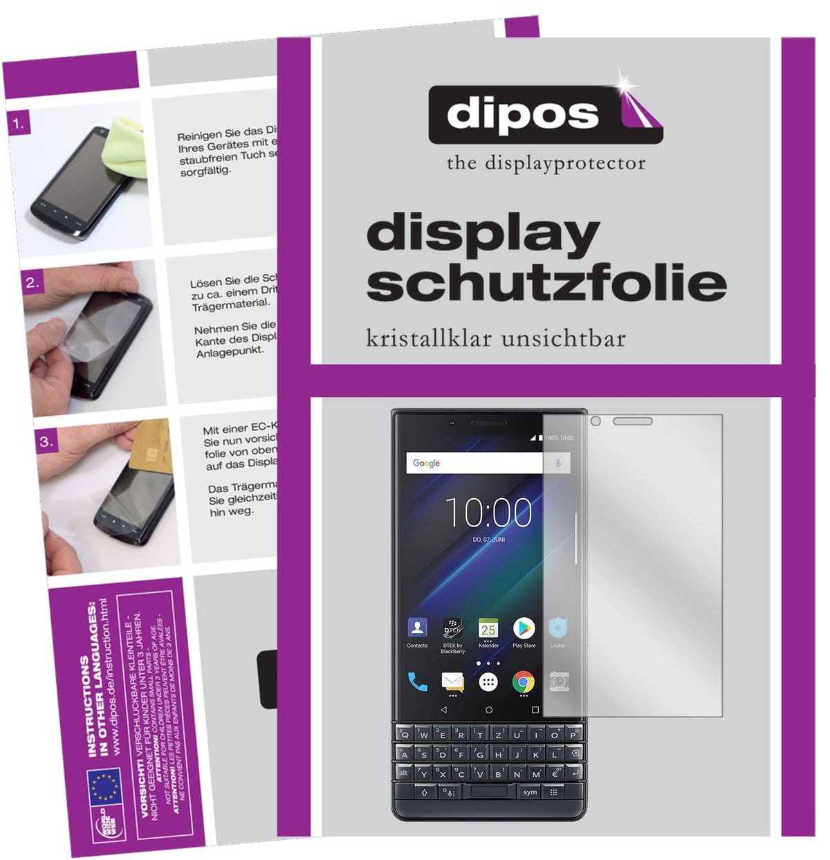 2x Schutzfolie klar für Blackberry Key 2 LE Displa (1)