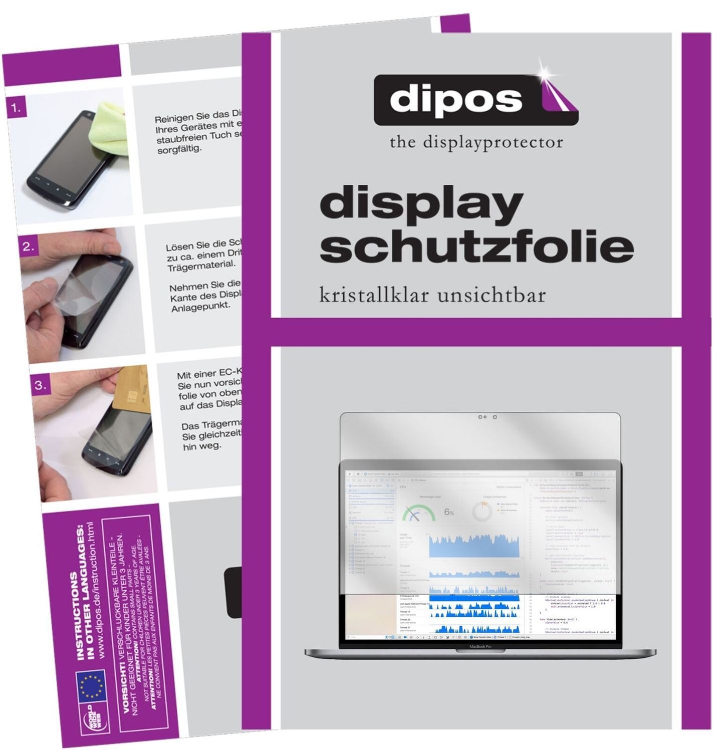 1x Schutzfolie klar für Apple MacBook Pro 13 Zoll  (2)