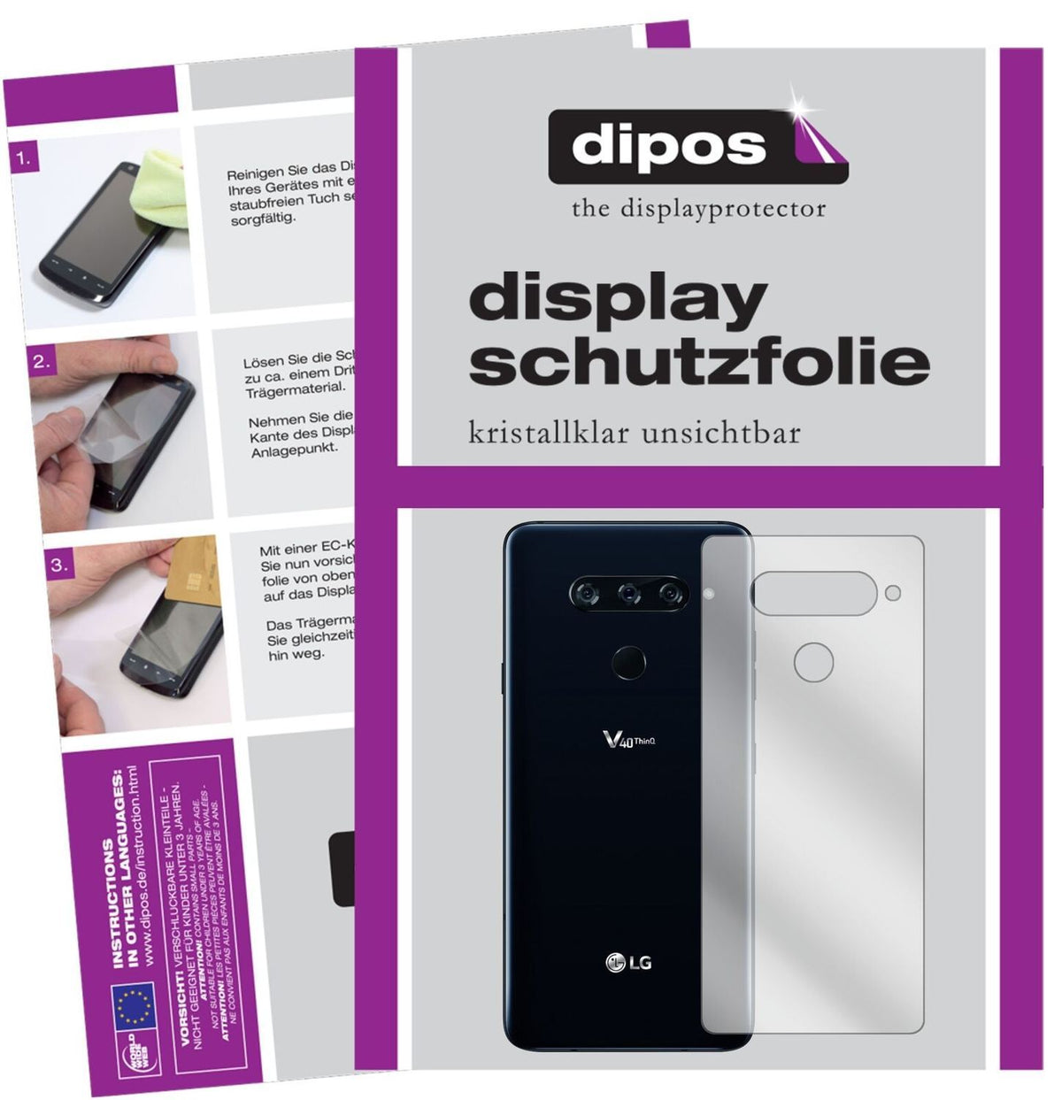 5x Schutzfolie klar für LG V40 ThinQ Rückseite Dis (2)