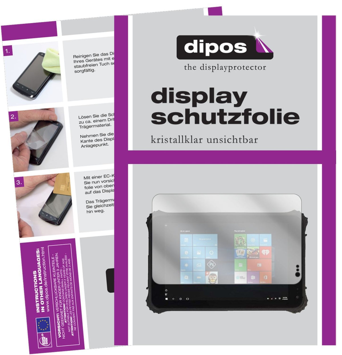 2x Schutzfolie klar für Rugged Tablet ID-SQ8.0 Dis (1)