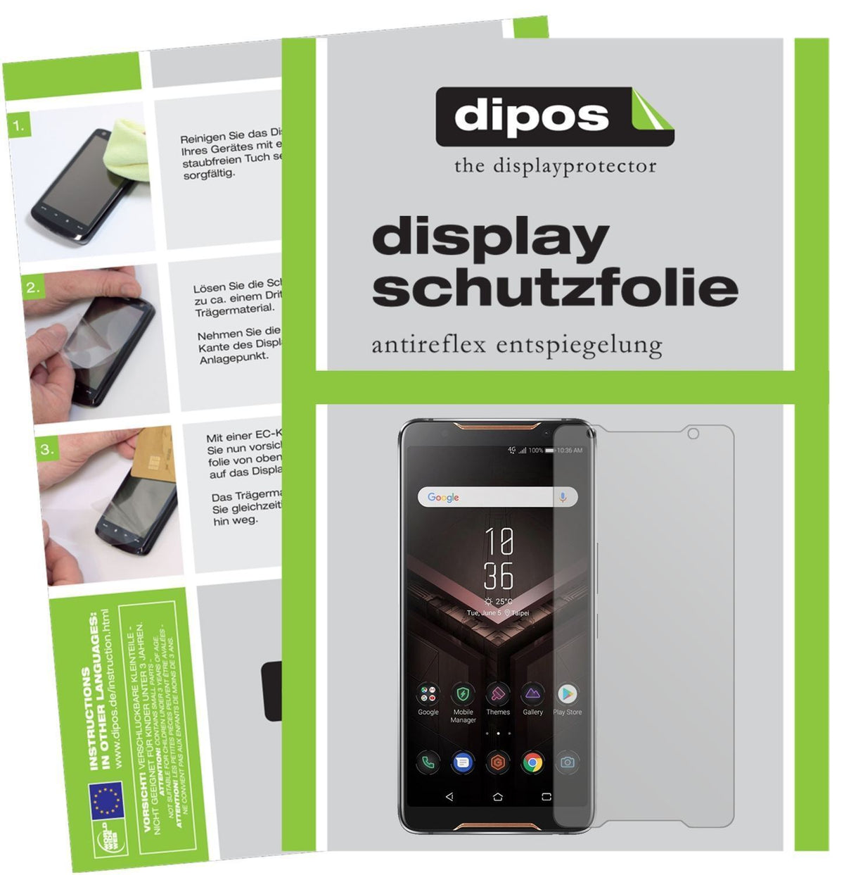 2x Schutzfolie matt für Asus ROG Phone Display-Sch (1)