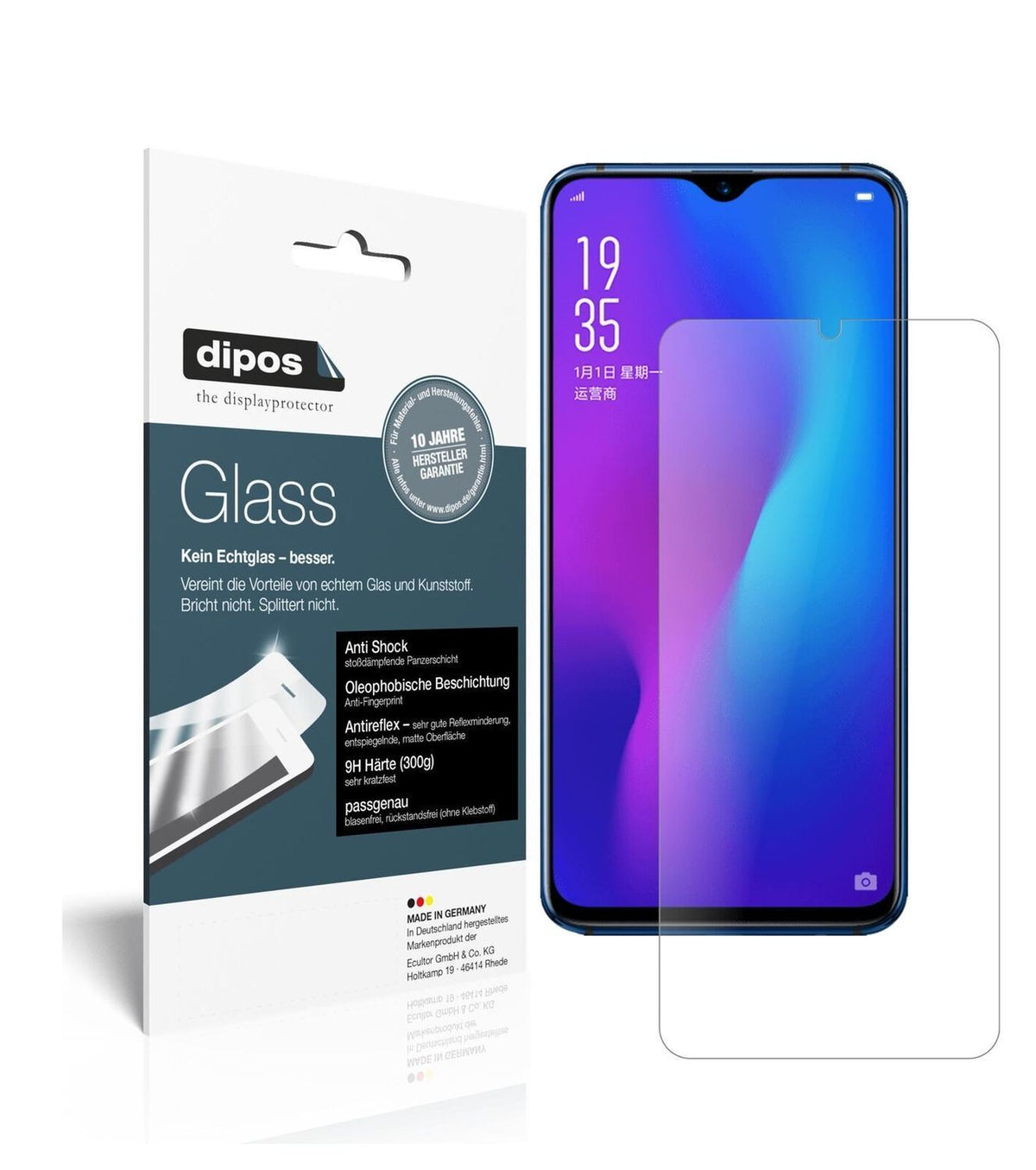 1x 9H Schutzfolie matt für Oppo R17 Pro Panzerfoli (2)