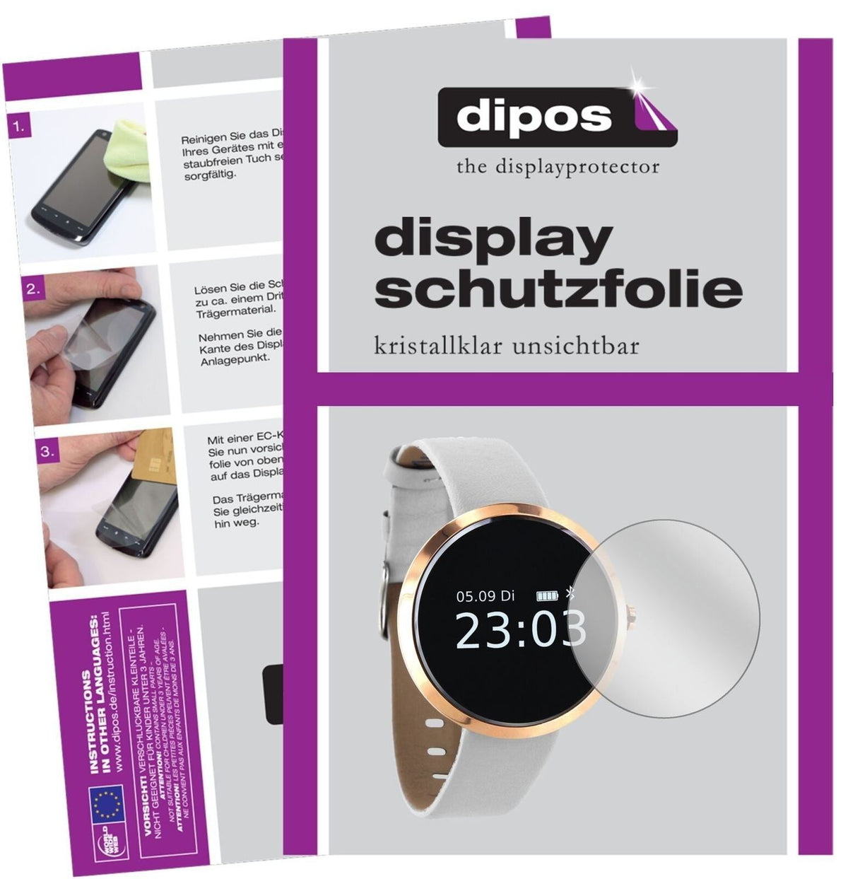 5x Schutzfolie klar für X-Watch SIONA Smartwatch D (2)