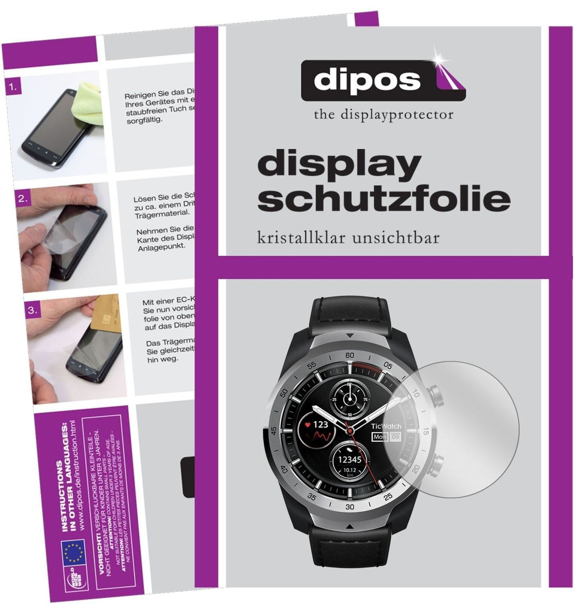 5x Schutzfolie klar für Ticwatch Pro Smartwatch Di (2)