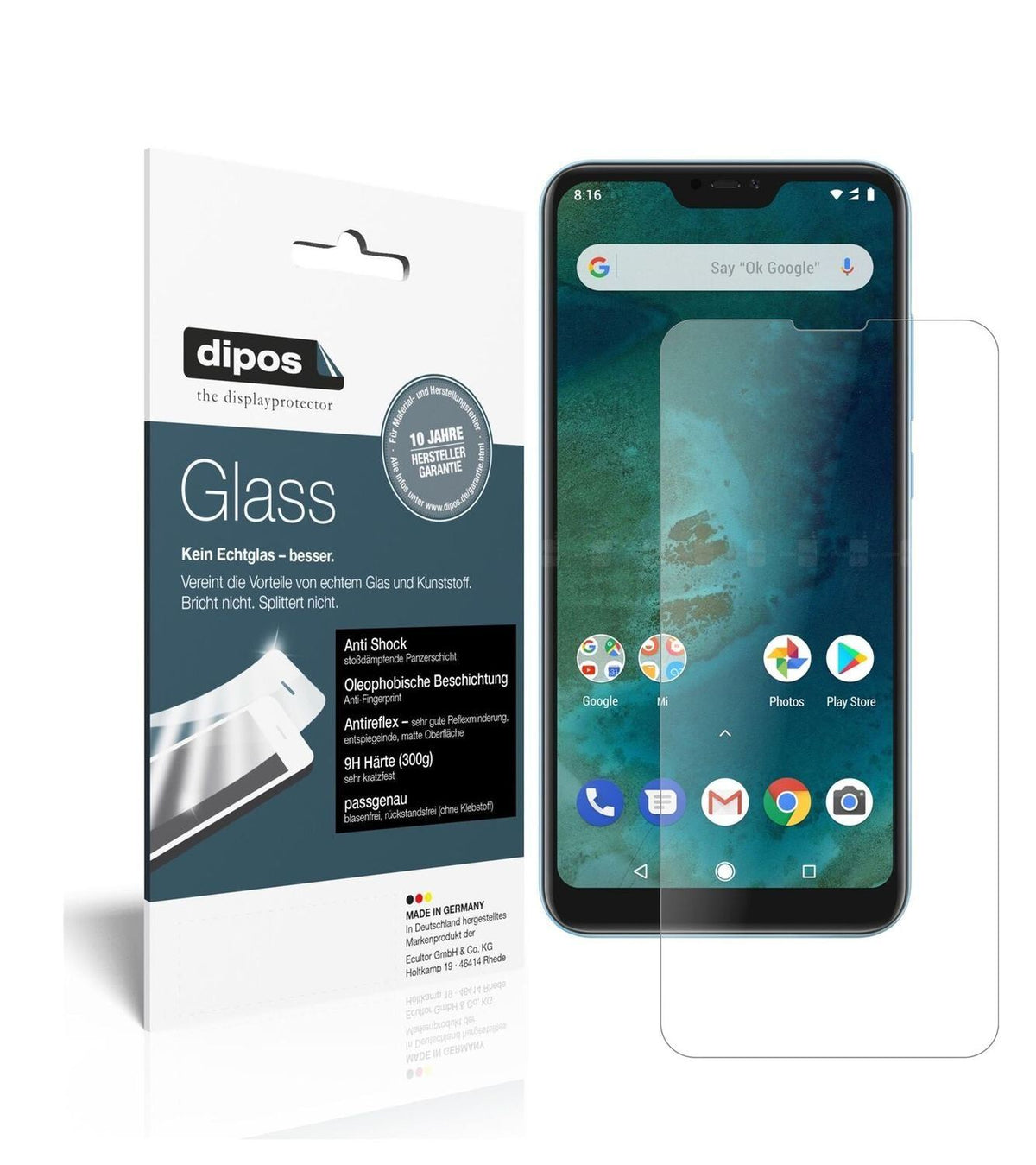 1x 9H Schutzfolie matt für Xiaomi Mi A2 Lite Panze (2)