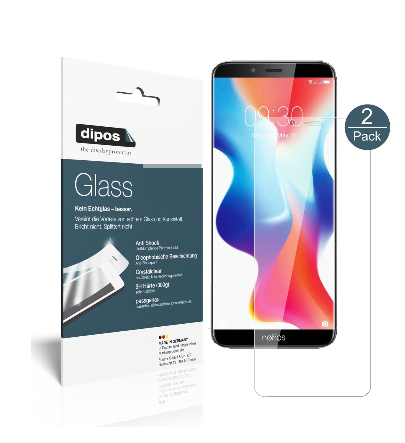 2x 9H Schutzfolie für TP-Link Neffos X9 Panzerfoli (1)