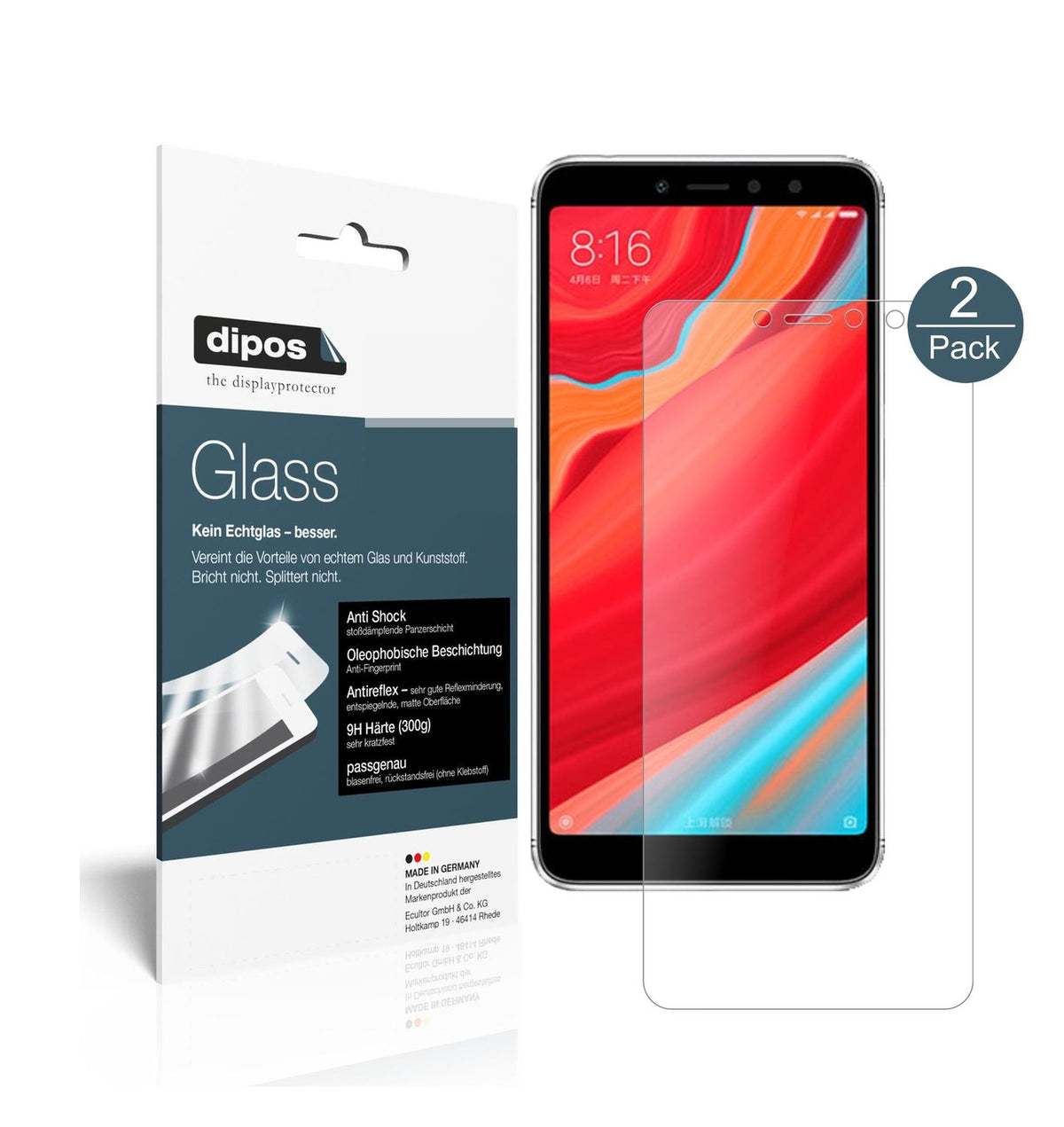 2x 9H Schutzfolie matt für Xiaomi Redmi S2 Panzerf (1)