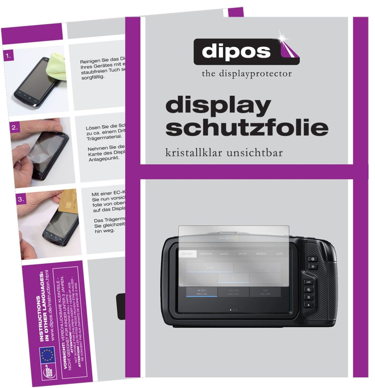 5x Schutzfolie klar für Blackmagic Pocket Cinema 4 (2)