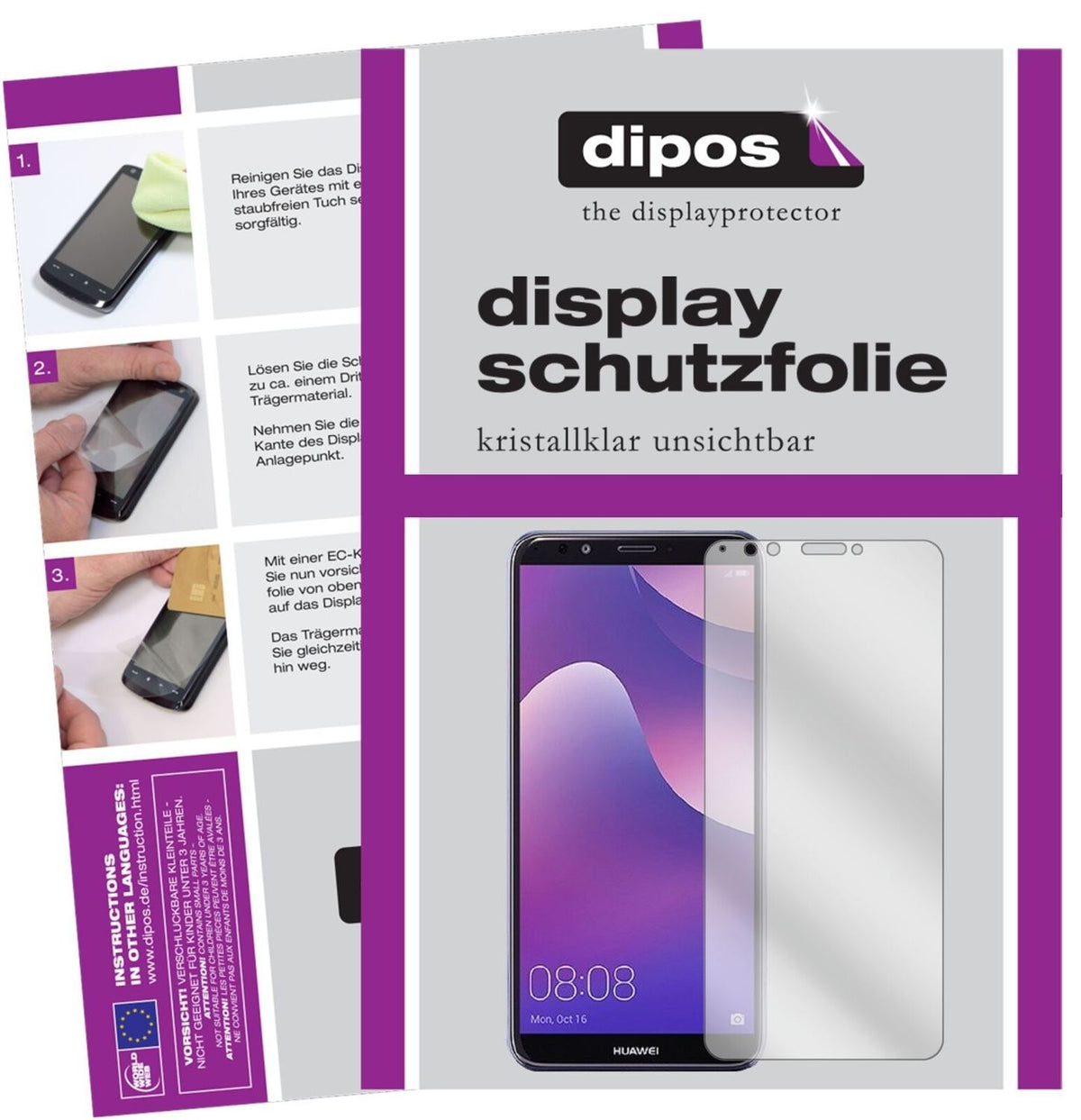 5x Schutzfolie klar für Huawei Y7 (2018) Display-S (2)