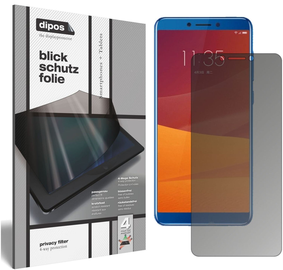 Blickschutzfolie für Lenovo K5 Play matt Schutzfol (2)