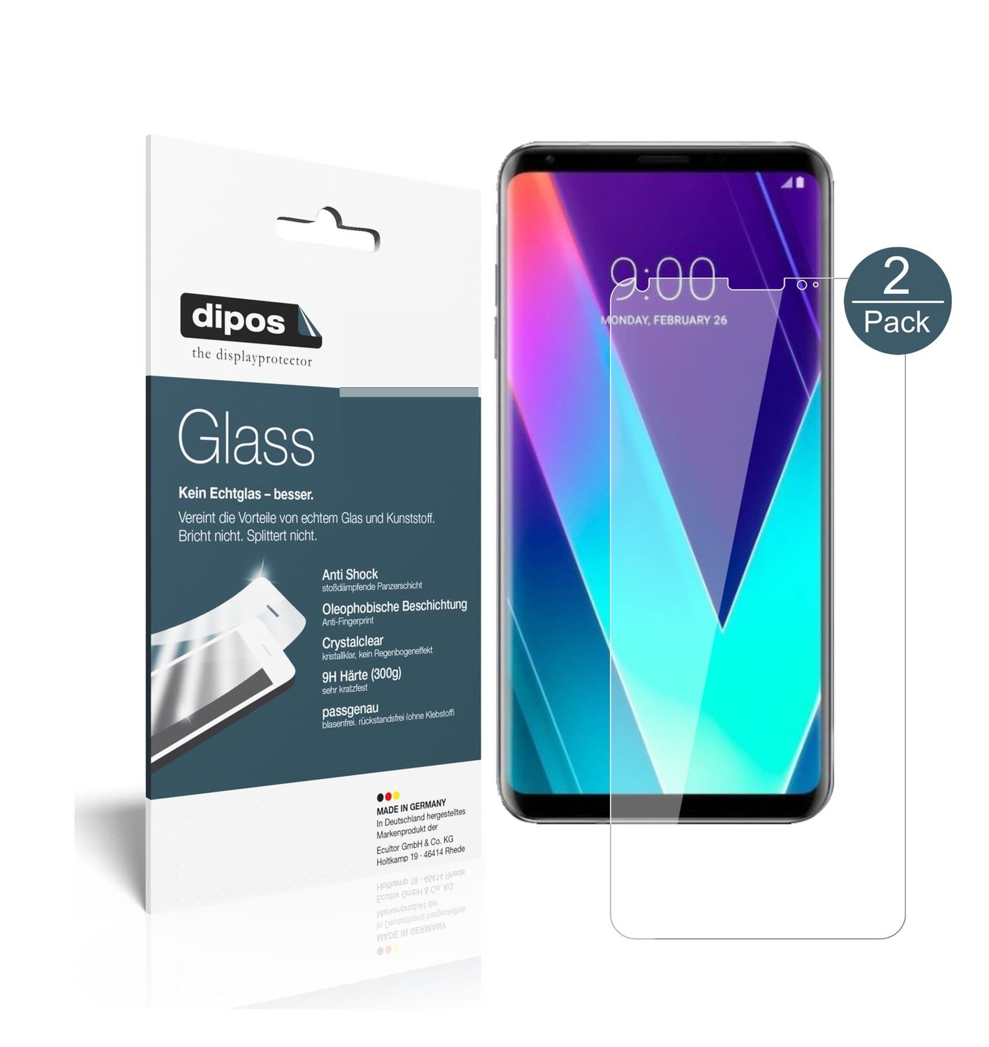 2x 9H Schutzfolie für LG V30S ThinQ Panzerfolie (1)