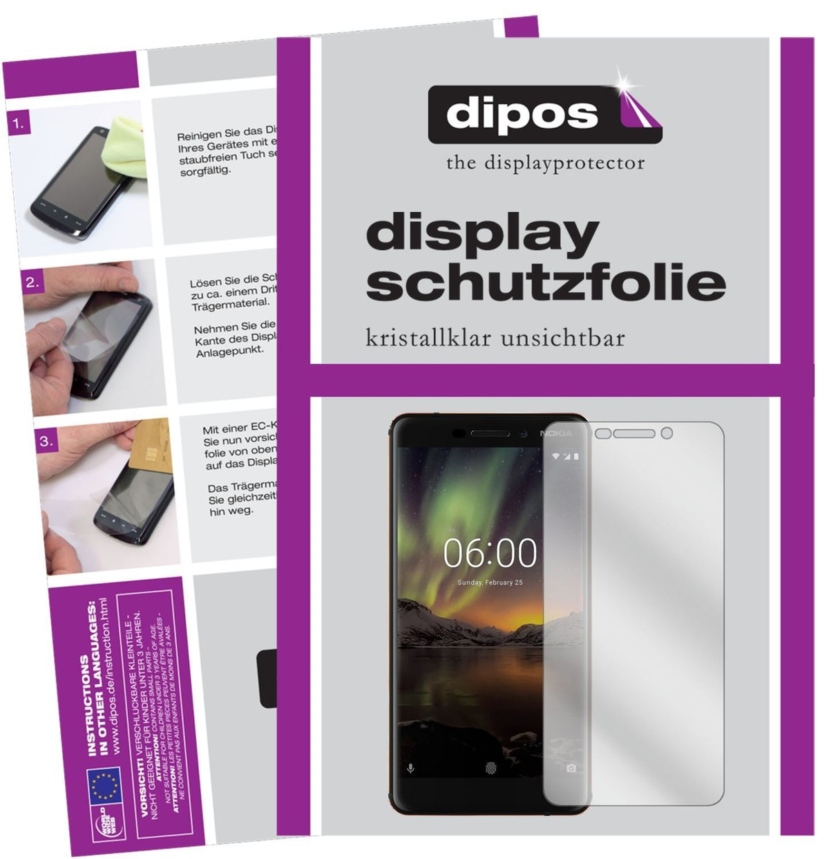 2x Schutzfolie klar für Nokia 6 (2018) Display-Sch (1)