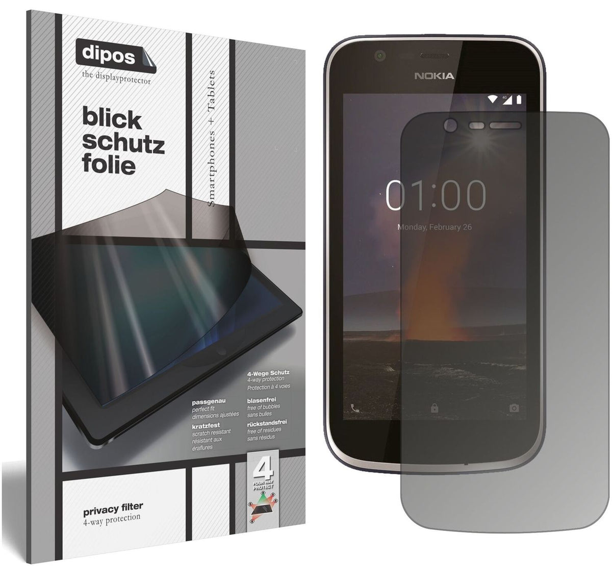 Blickschutzfolie für Nokia 1 matt Schutzfolie Priv (2)