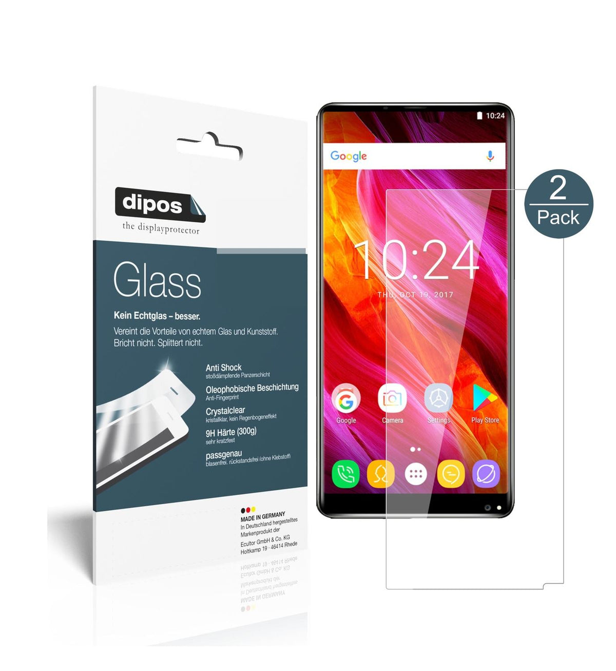 2x 9H Schutzfolie für Oukitel Mix 2 Panzerfolie (1)