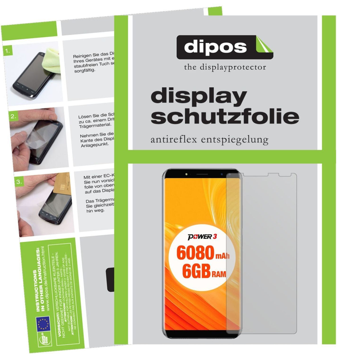6x Schutzfolie matt für Ulefone Power 3 Display-Sc (1)