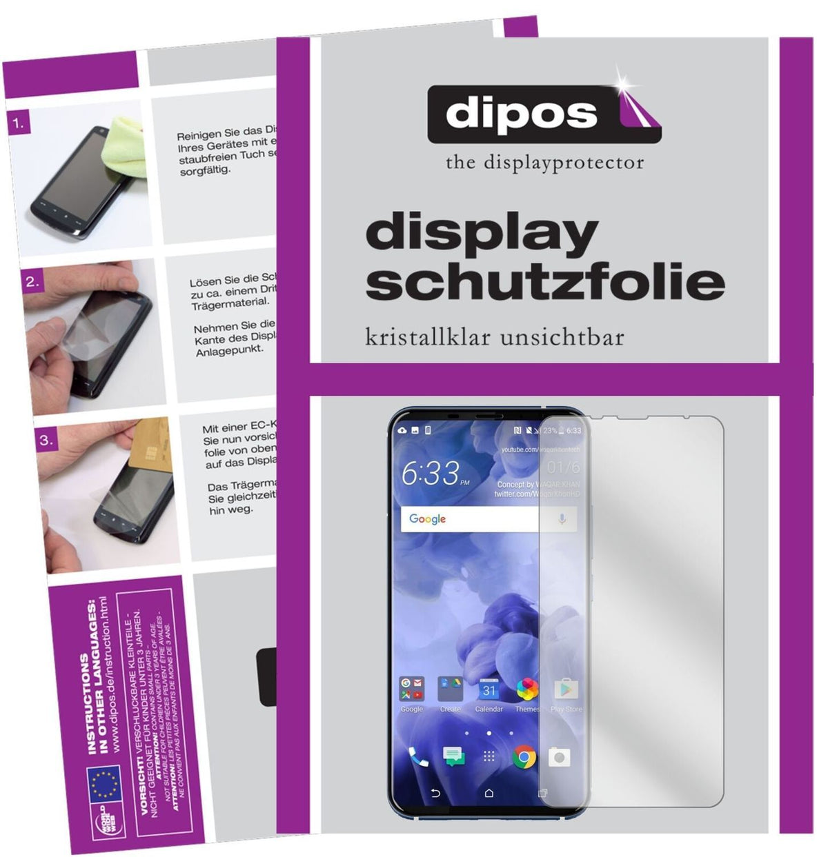 6x Schutzfolie klar für HTC U11 Plus Display-Schut (1)