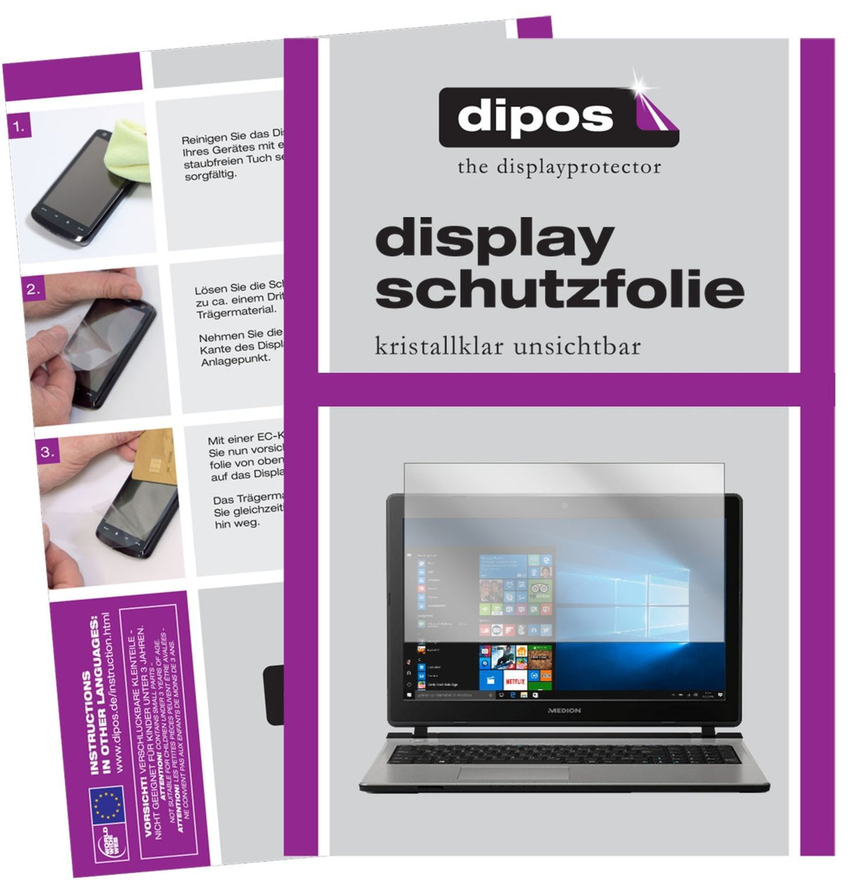 2x Schutzfolie klar für Medion Akoya E6436 Display (1)