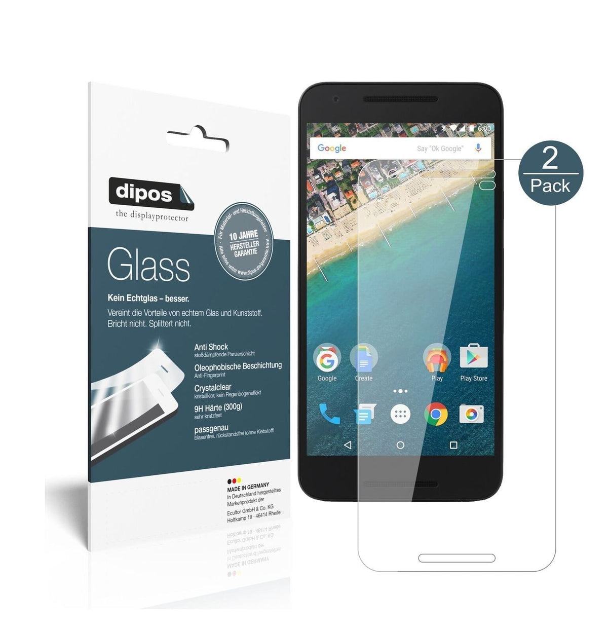 1x 9H Schutzfolie für Google Nexus 5X Panzerfolie (2)